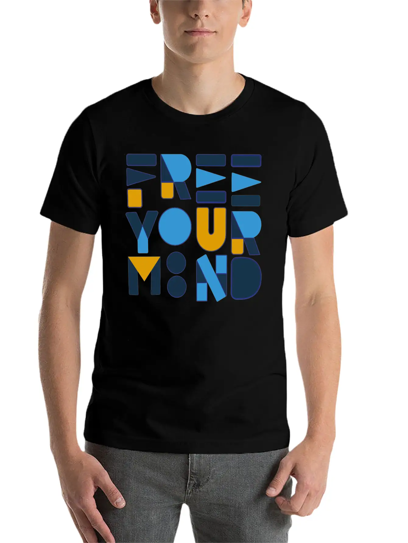 Free Your Mind Typography Design Stylish Everyday T-Shirt – Unisex Basic Cotton Tee