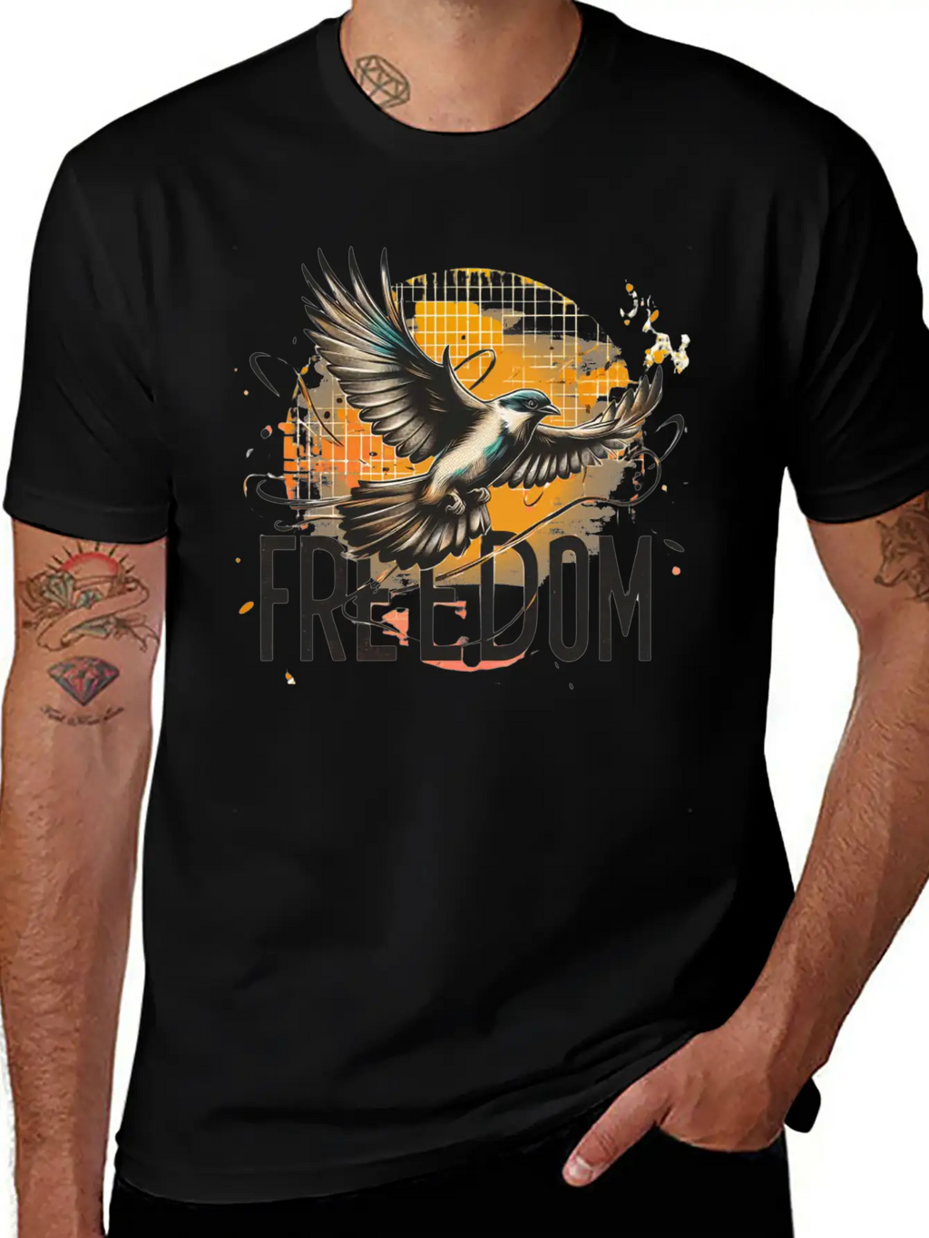 Freedom In Flight Artistic Bird Classic Cotton Tee – Unisex Comfort For Any Season