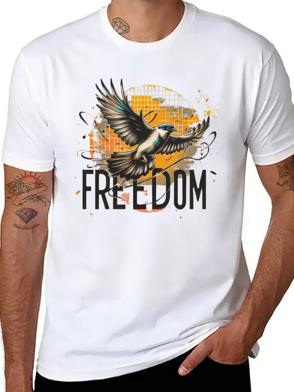 Freedom In Flight Artistic Bird Classic Cotton Tee – Unisex Comfort For Any Season