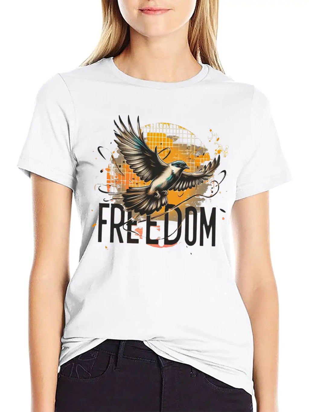 Freedom In Flight Artistic Bird Classic Cotton Tee – Unisex Comfort For Any Season