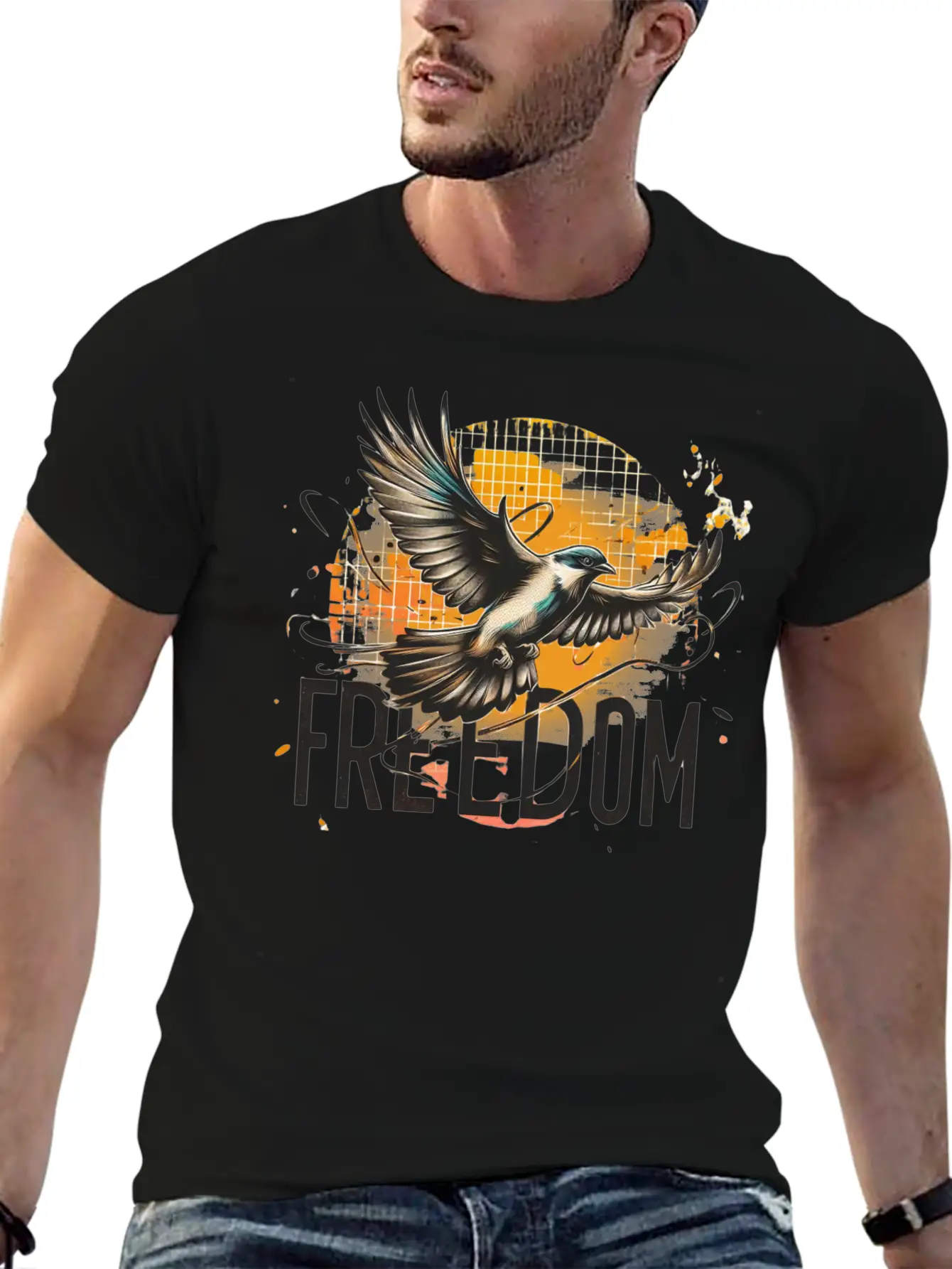 Freedom In Flight Artistic Bird Classic Cotton Tee – Unisex Comfort For Any Season