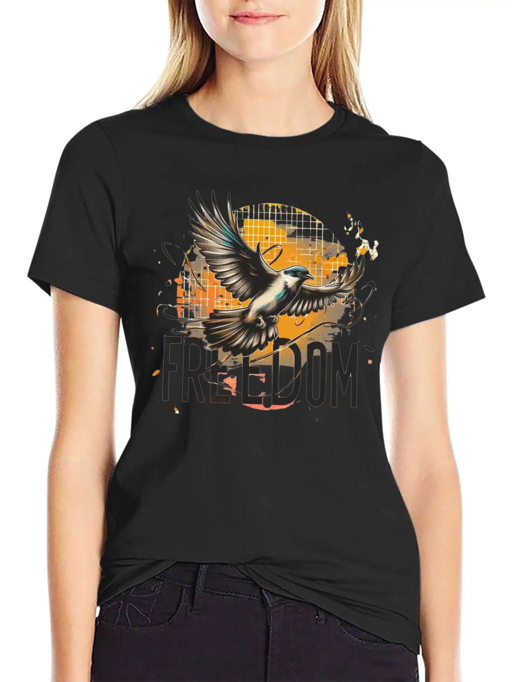 Freedom In Flight Artistic Bird Classic Cotton Tee – Unisex Comfort For Any Season