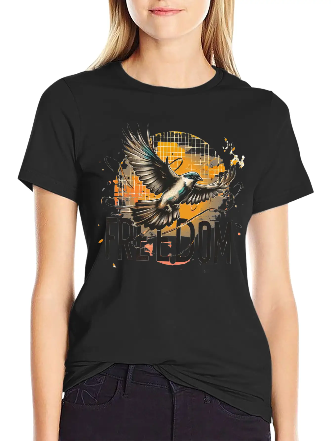 Freedom In Flight Artistic Bird Classic Cotton Tee – Unisex Comfort For Any Season