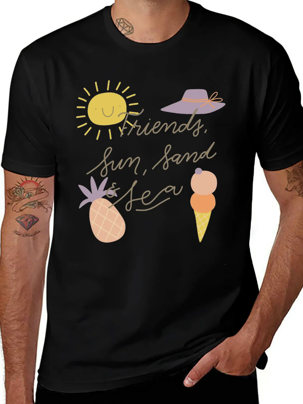 Friends Sun Sand Sea Summer Essential Cotton Tee For Daily Outfits – Unisex Style