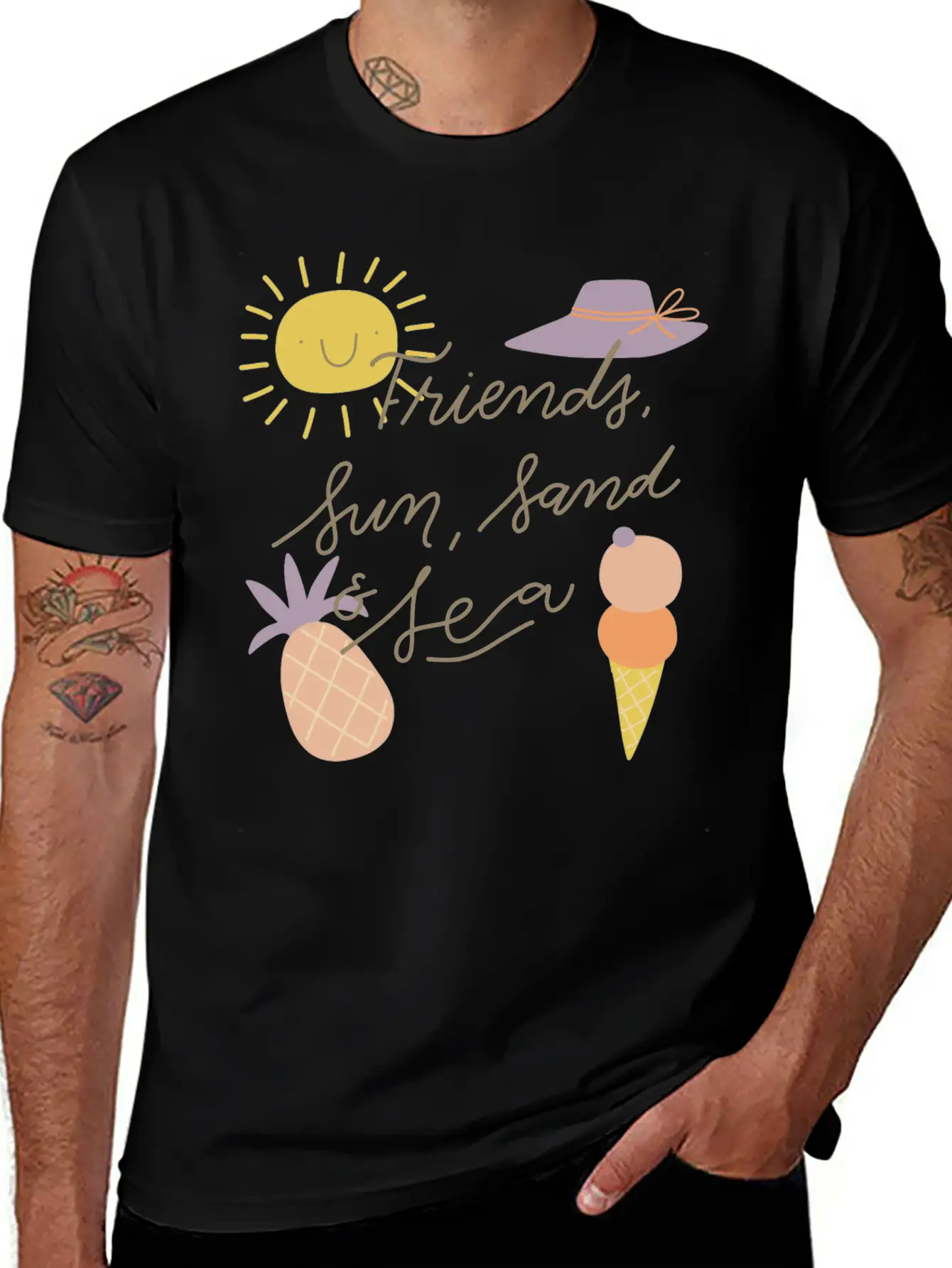 Friends Sun Sand Sea Summer Essential Cotton Tee For Daily Outfits – Unisex Style
