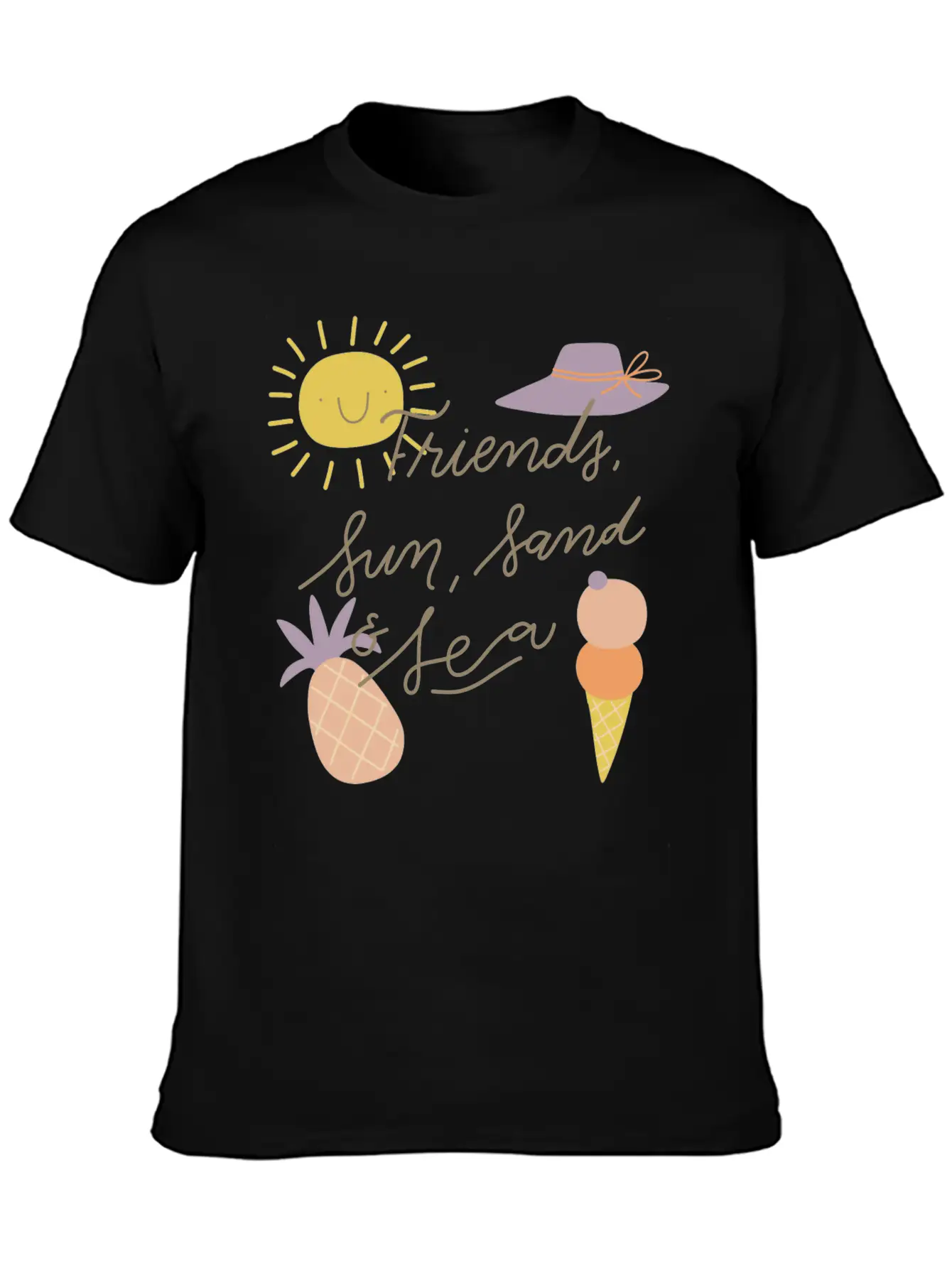 Friends Sun Sand Sea Summer Essential Cotton Tee For Daily Outfits – Unisex Style
