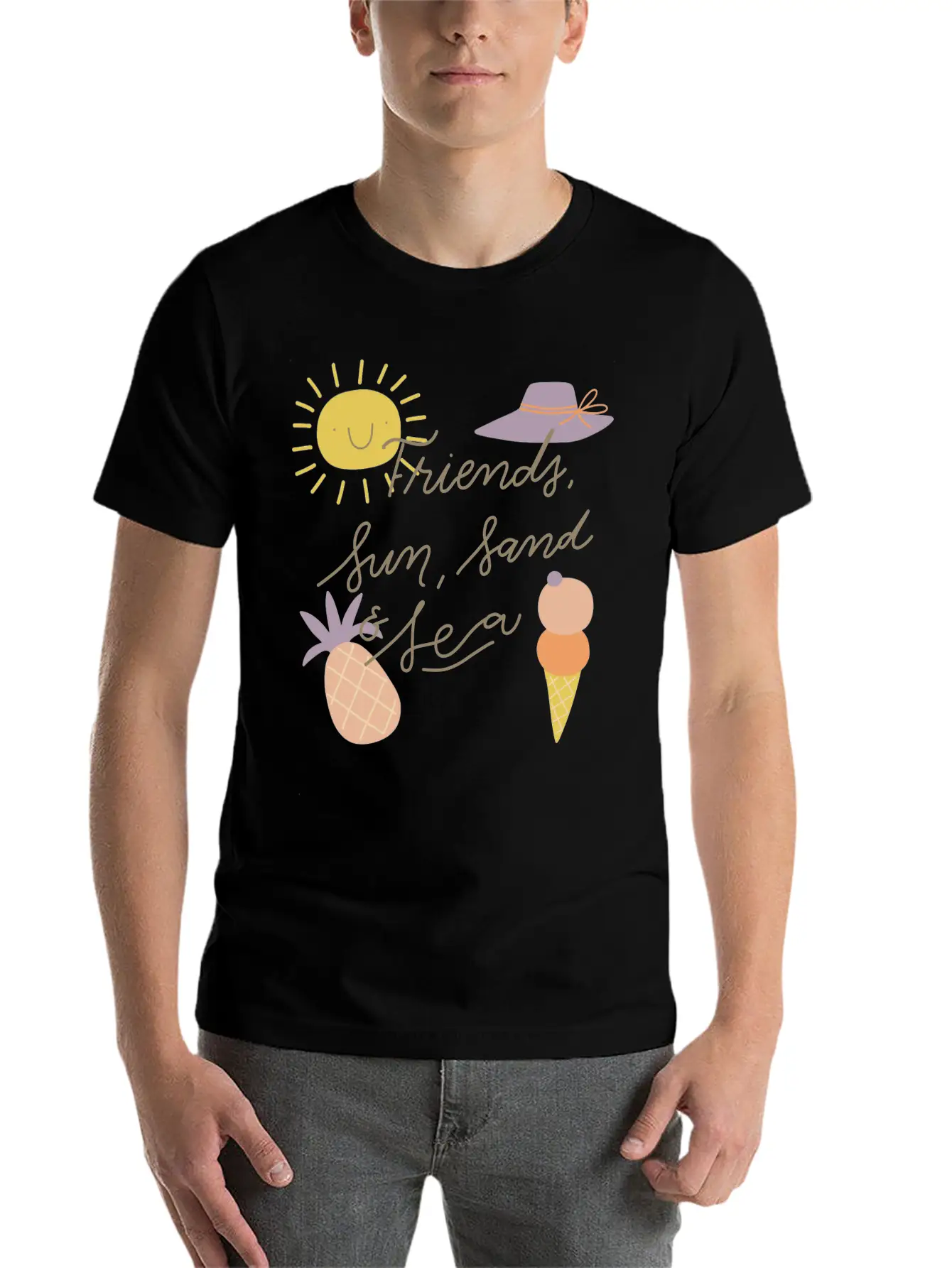 Friends Sun Sand Sea Summer Essential Cotton Tee For Daily Outfits – Unisex Style