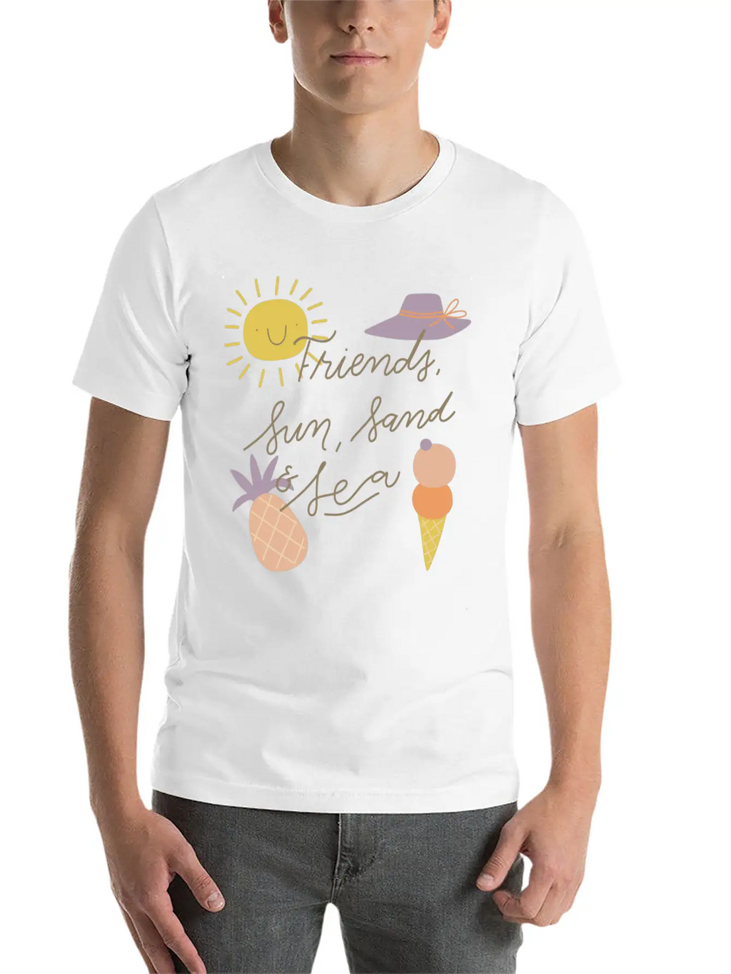 Friends Sun Sand Sea Summer Essential Cotton Tee For Daily Outfits – Unisex Style