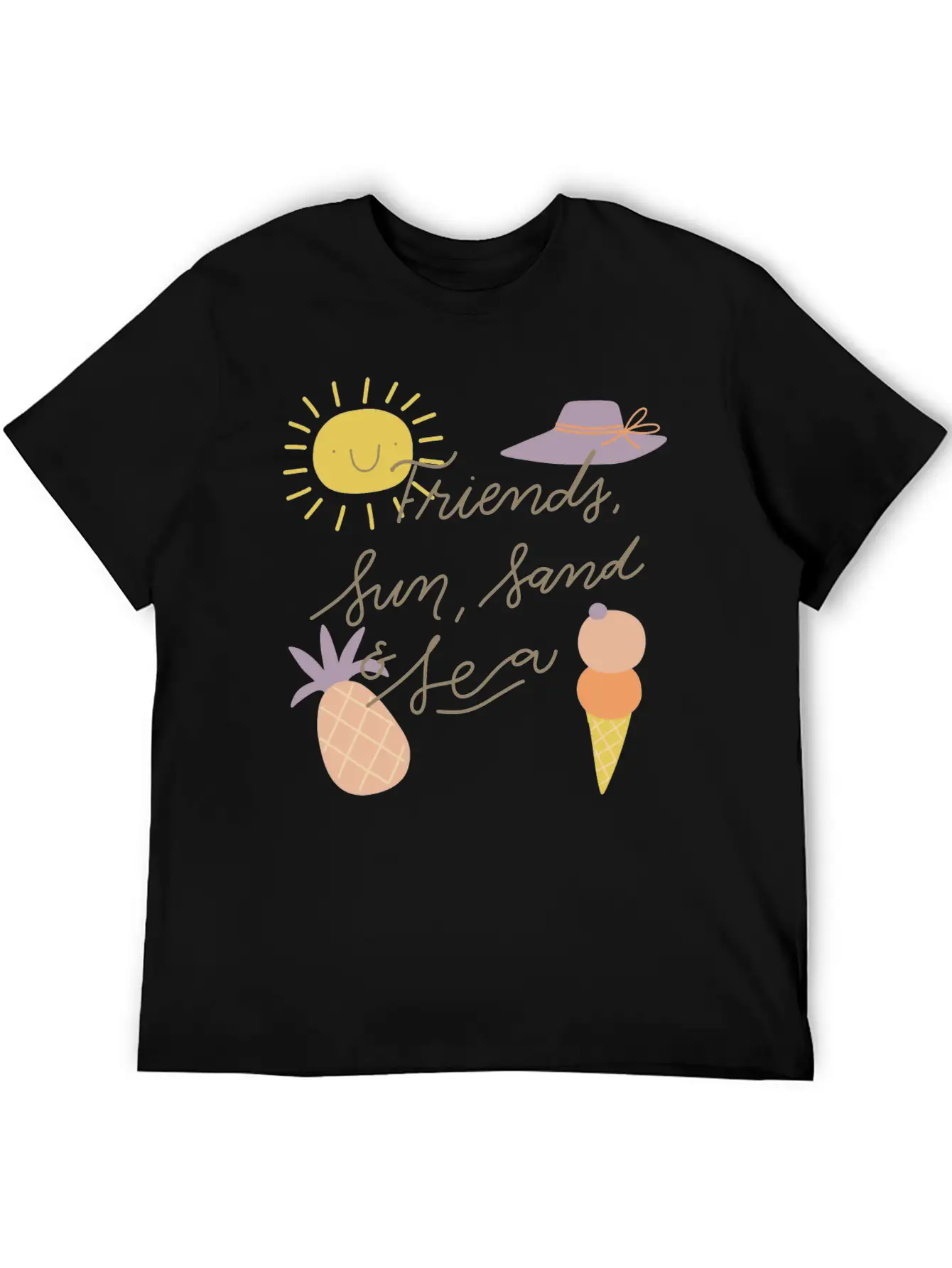 Friends Sun Sand Sea Summer Essential Cotton Tee For Daily Outfits – Unisex Style