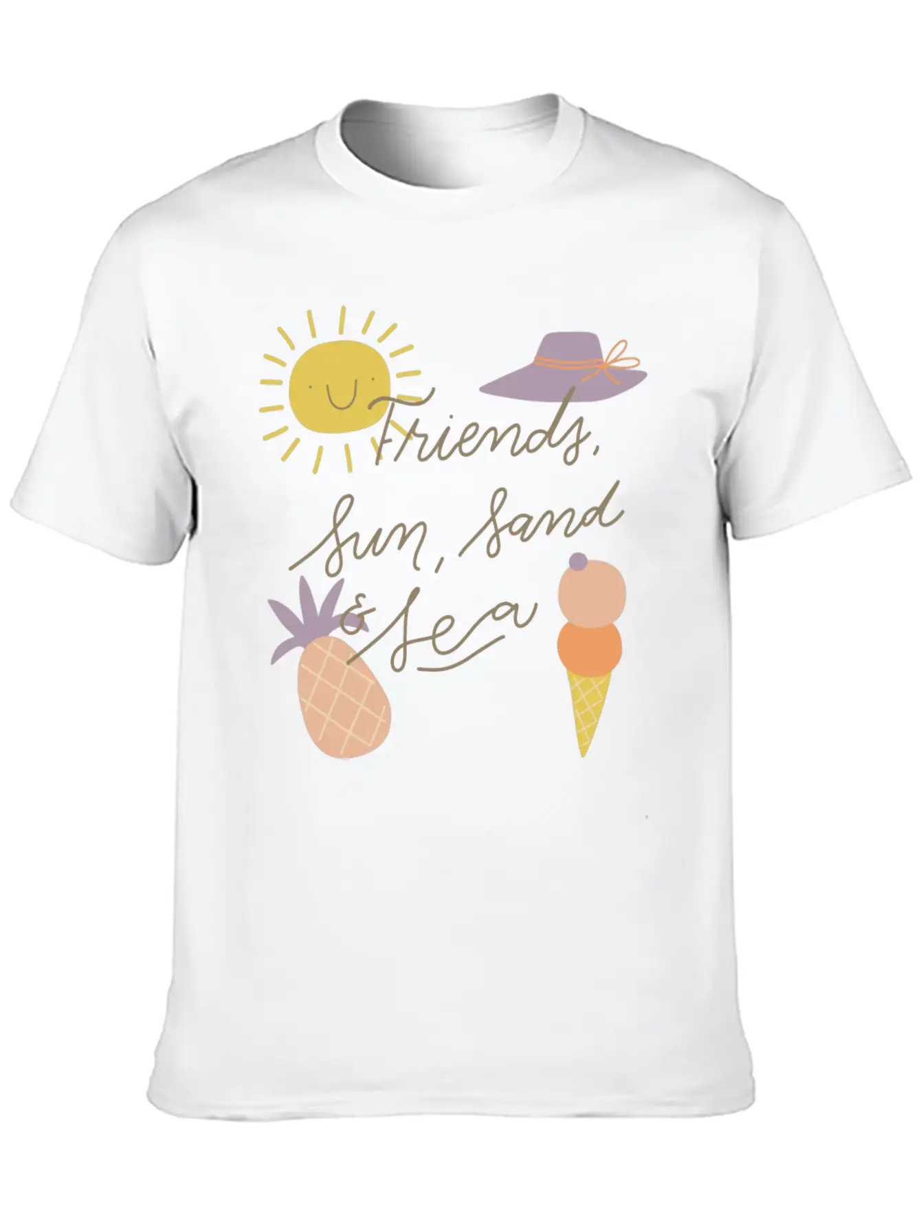 Friends Sun Sand Sea Summer Essential Cotton Tee For Daily Outfits – Unisex Style