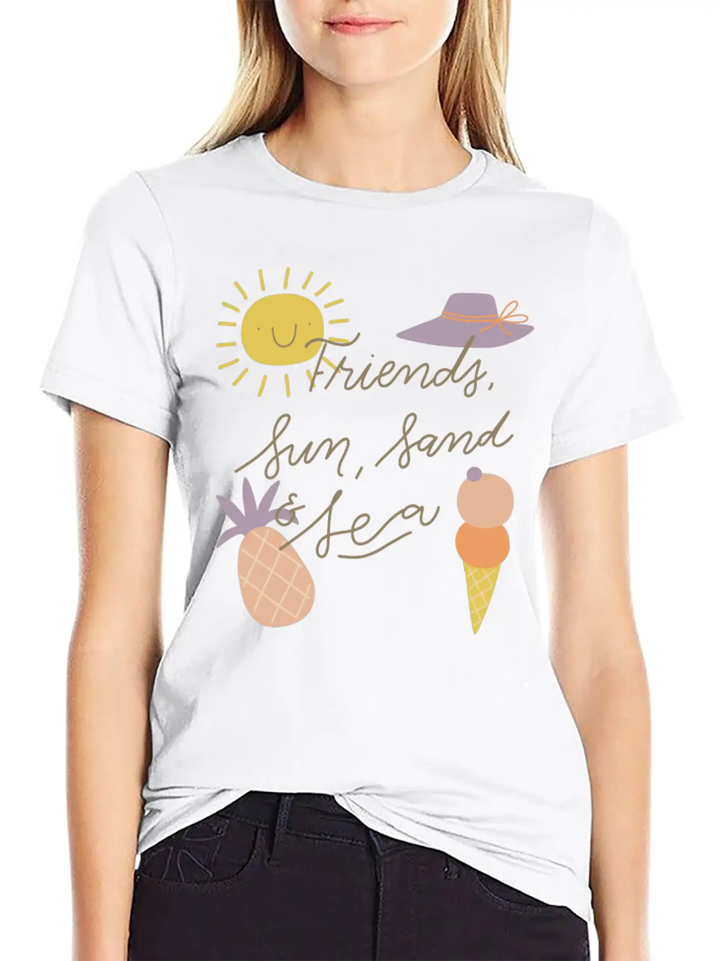 Friends Sun Sand Sea Summer Essential Cotton Tee For Daily Outfits – Unisex Style