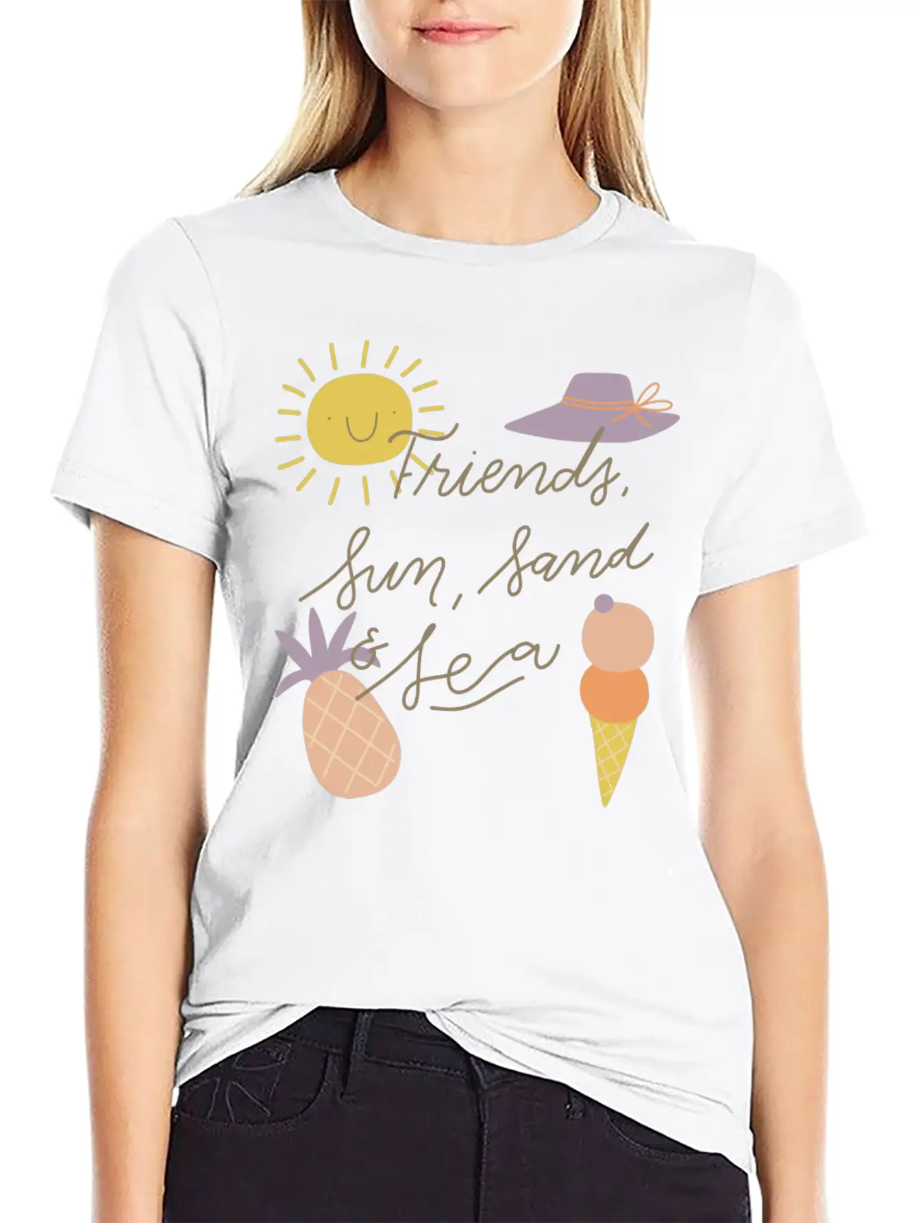 Friends Sun Sand Sea Summer Essential Cotton Tee For Daily Outfits – Unisex Style