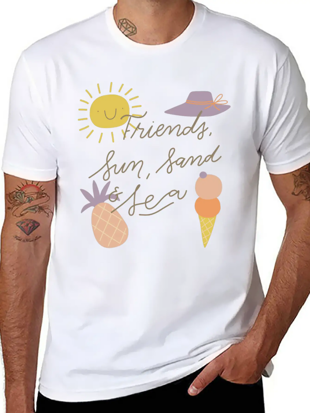 Friends Sun Sand Sea Summer Essential Cotton Tee For Daily Outfits – Unisex Style