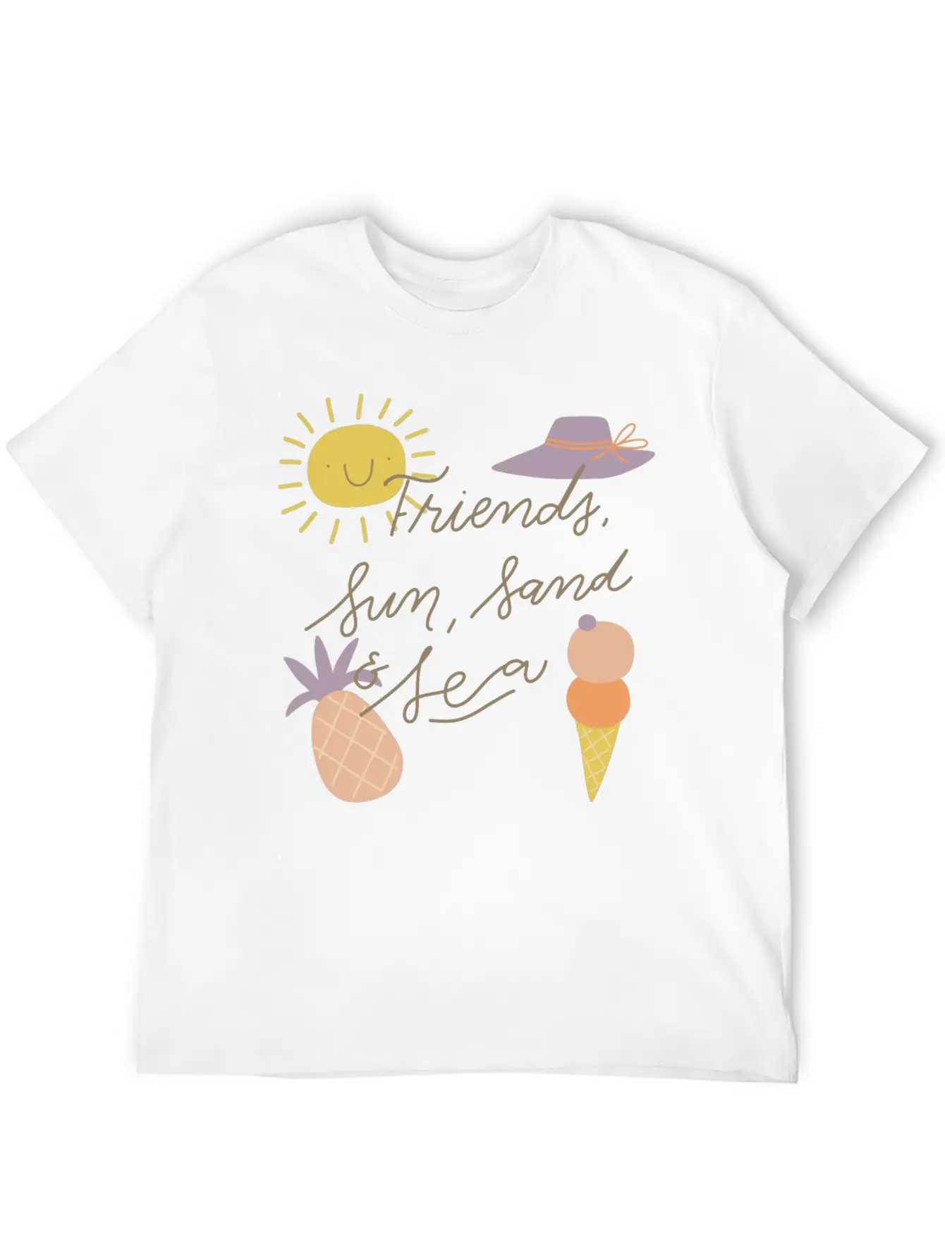 Friends Sun Sand Sea Summer Essential Cotton Tee For Daily Outfits – Unisex Style
