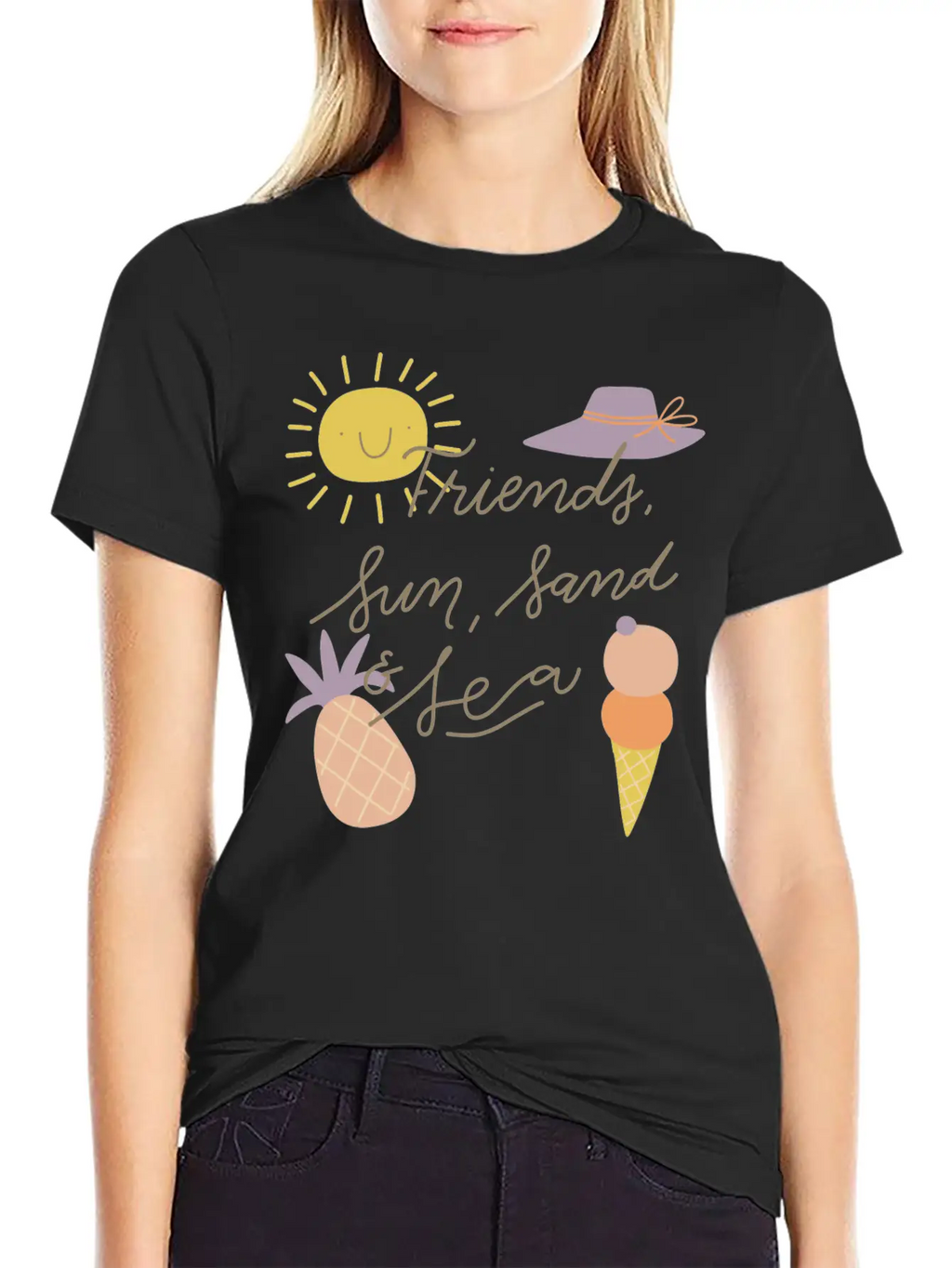 Friends Sun Sand Sea Summer Essential Cotton Tee For Daily Outfits – Unisex Style