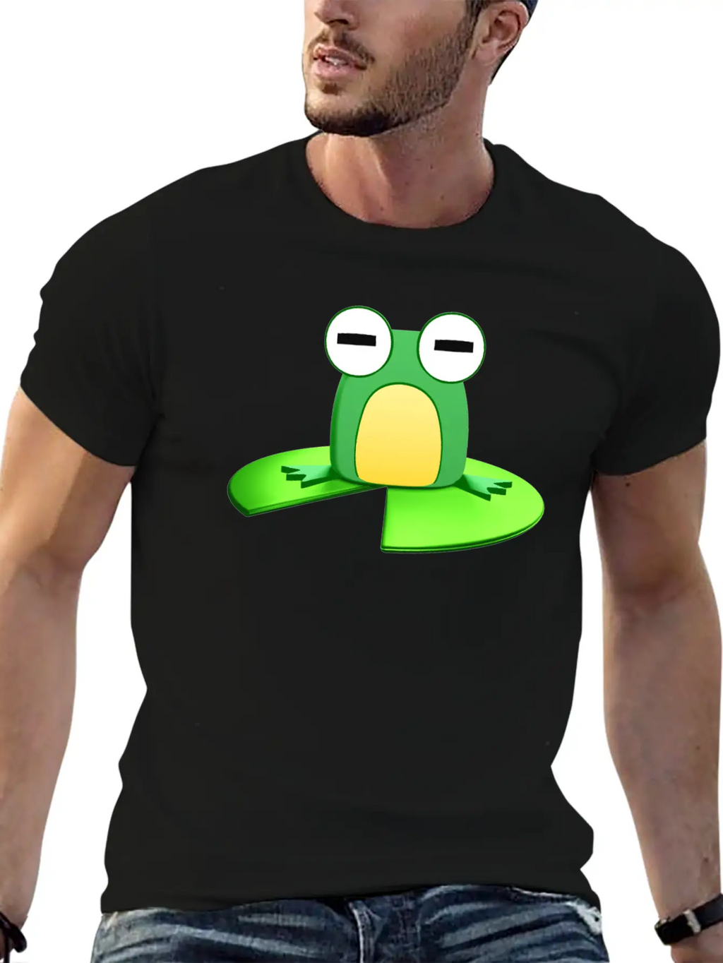 Frog Sitting On A Lily Pad Timeless Short Sleeve Tee – Comfy And Minimalist Design