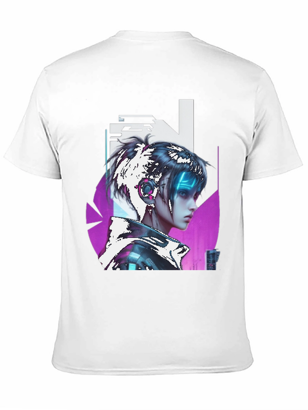 Cyberpunk Girl Graphic Tee - Black Cotton T-Shirt