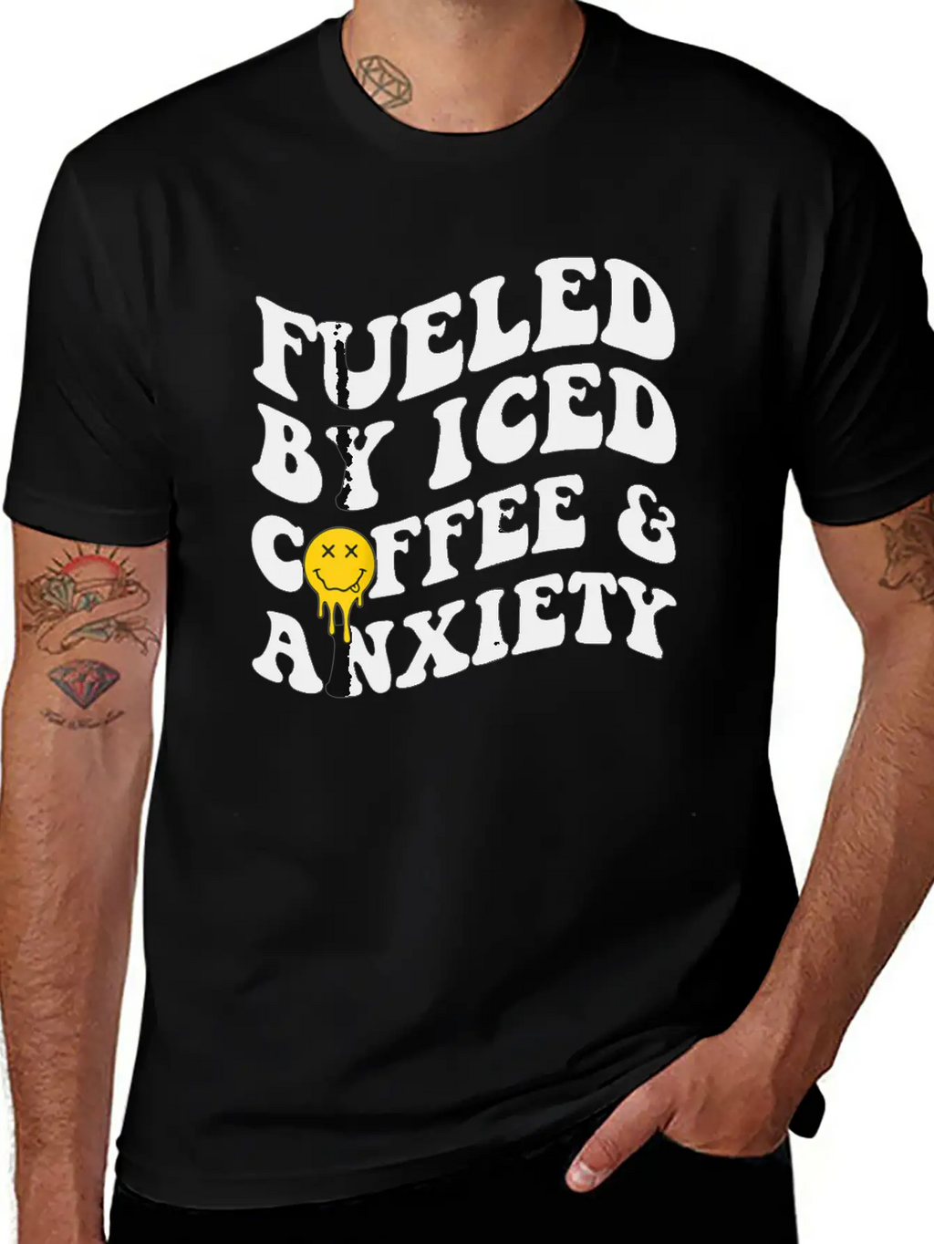 Fueled By Iced Coffee And Anxiety Mental Health Breathable Soft Cotton T-Shirt – Timeless Casual Look