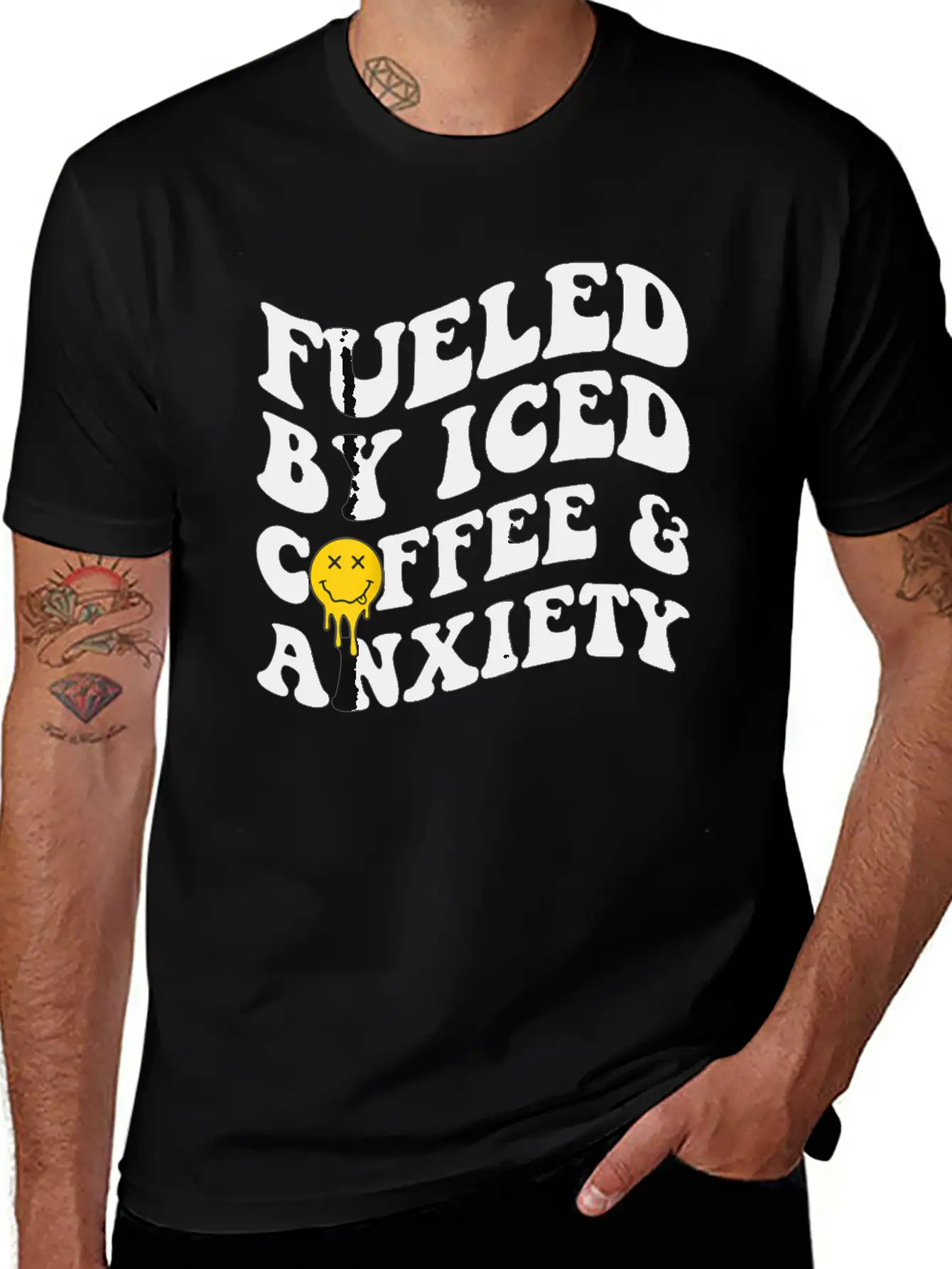 Fueled By Iced Coffee And Anxiety Mental Health Breathable Soft Cotton T-Shirt – Timeless Casual Look