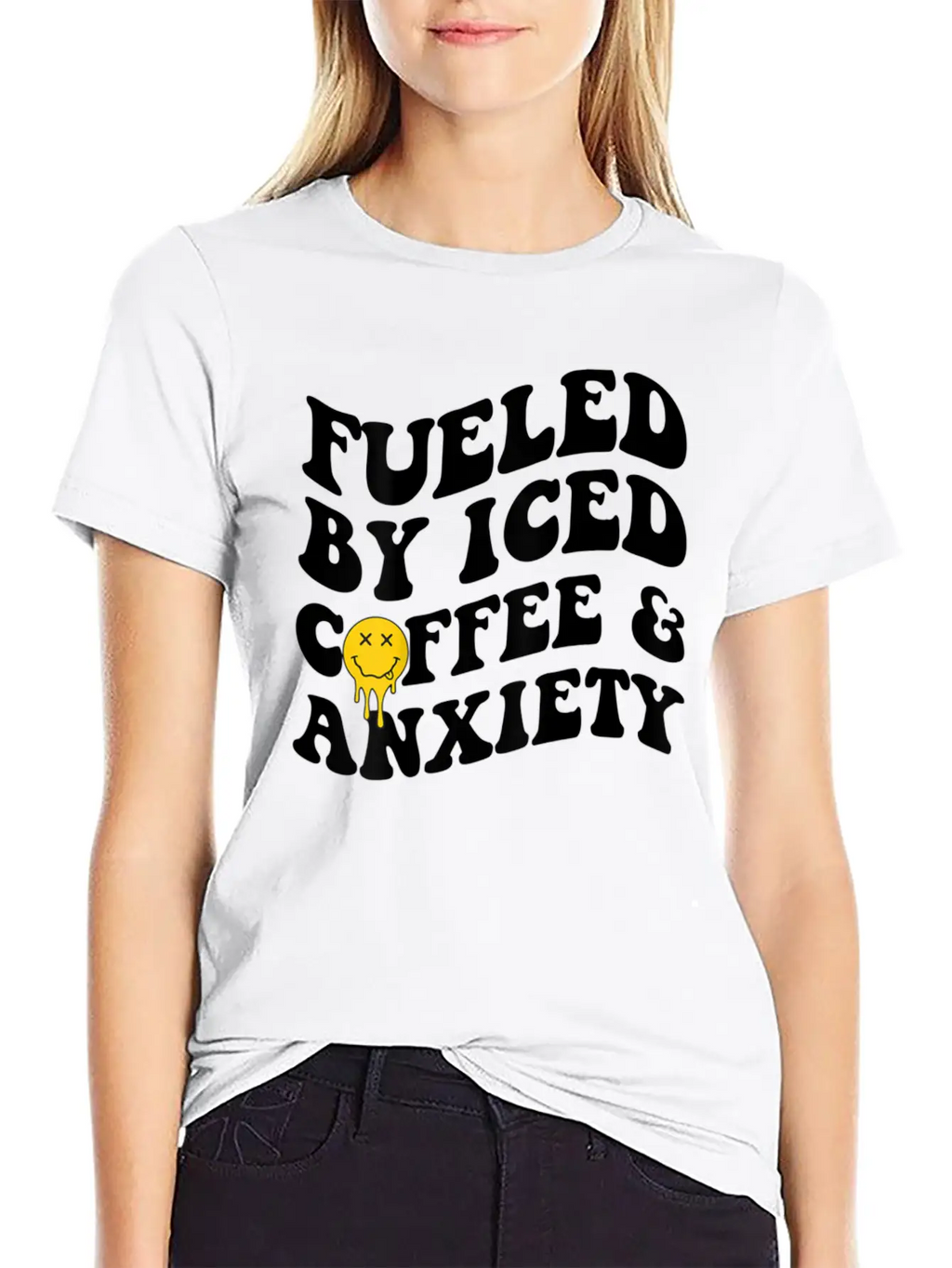 Fueled By Iced Coffee And Anxiety Mental Health Breathable Soft Cotton T-Shirt – Timeless Casual Look