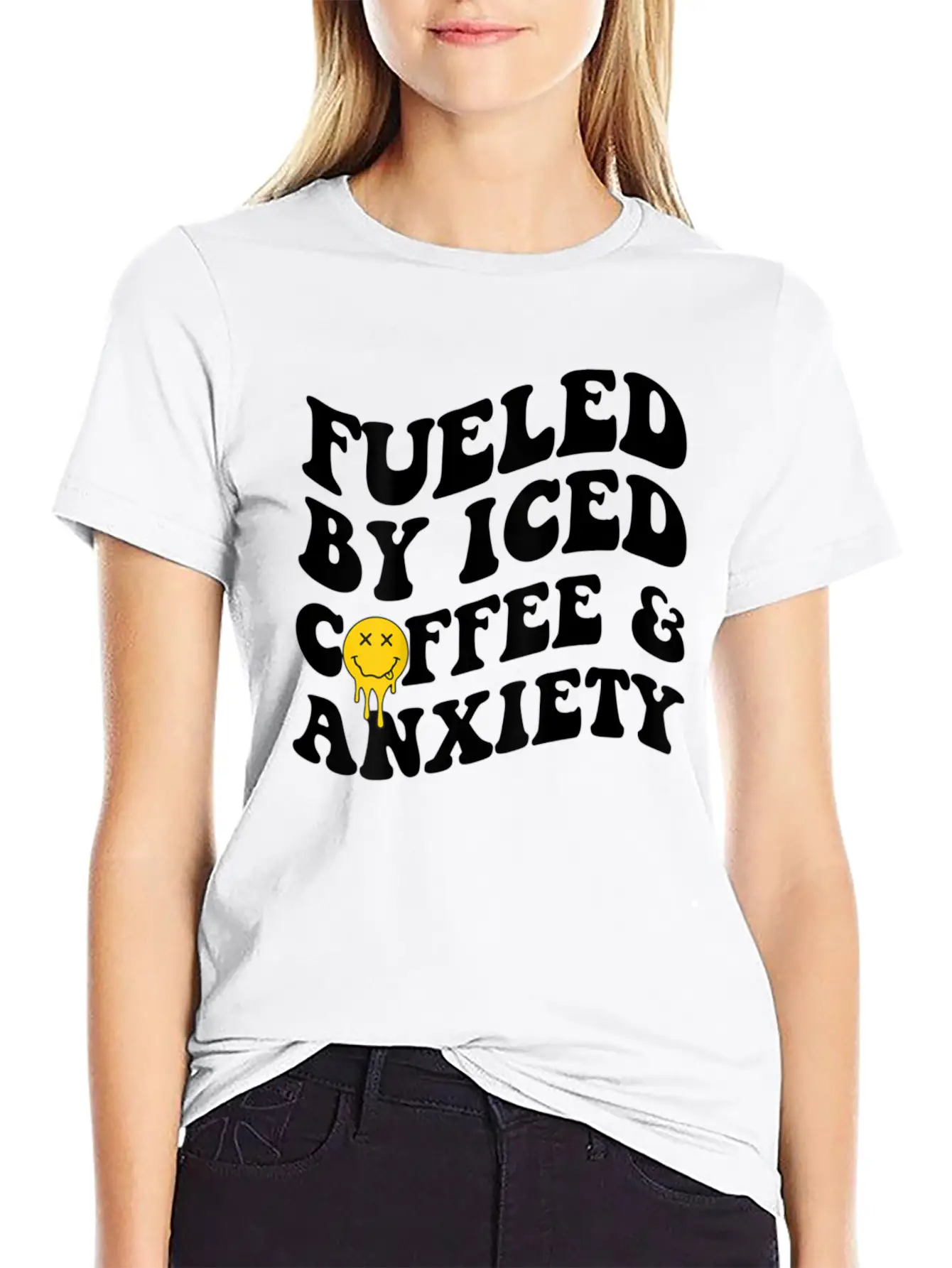 Fueled By Iced Coffee And Anxiety Mental Health Breathable Soft Cotton T-Shirt – Timeless Casual Look