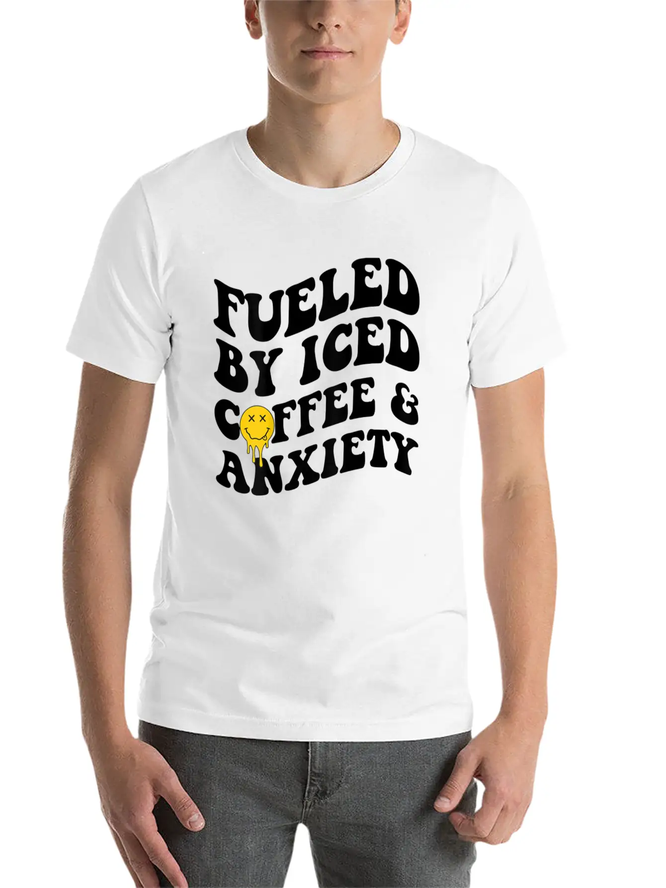 Fueled By Iced Coffee And Anxiety Mental Health Breathable Soft Cotton T-Shirt – Timeless Casual Look