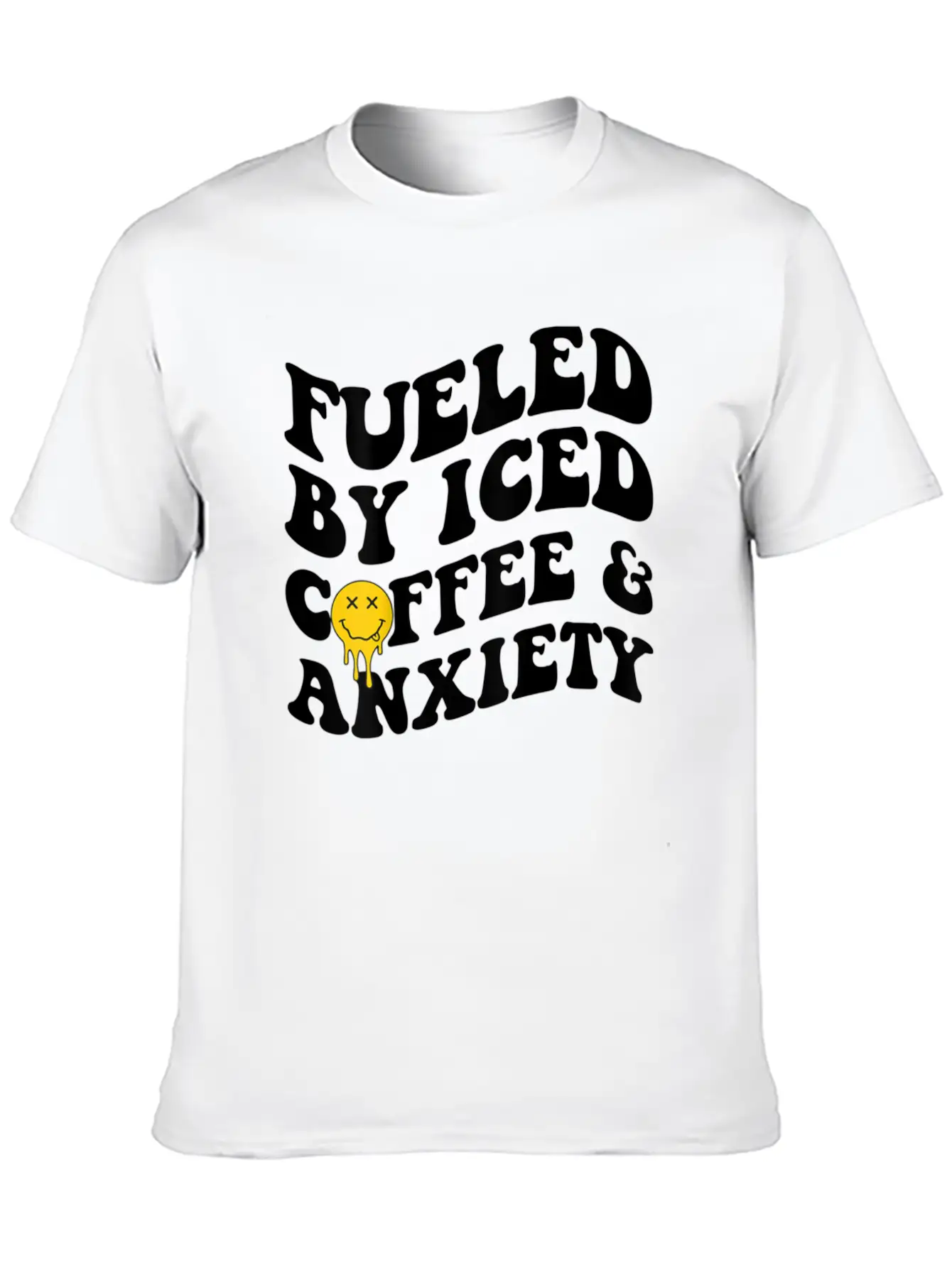 Fueled By Iced Coffee And Anxiety Mental Health Breathable Soft Cotton T-Shirt – Timeless Casual Look