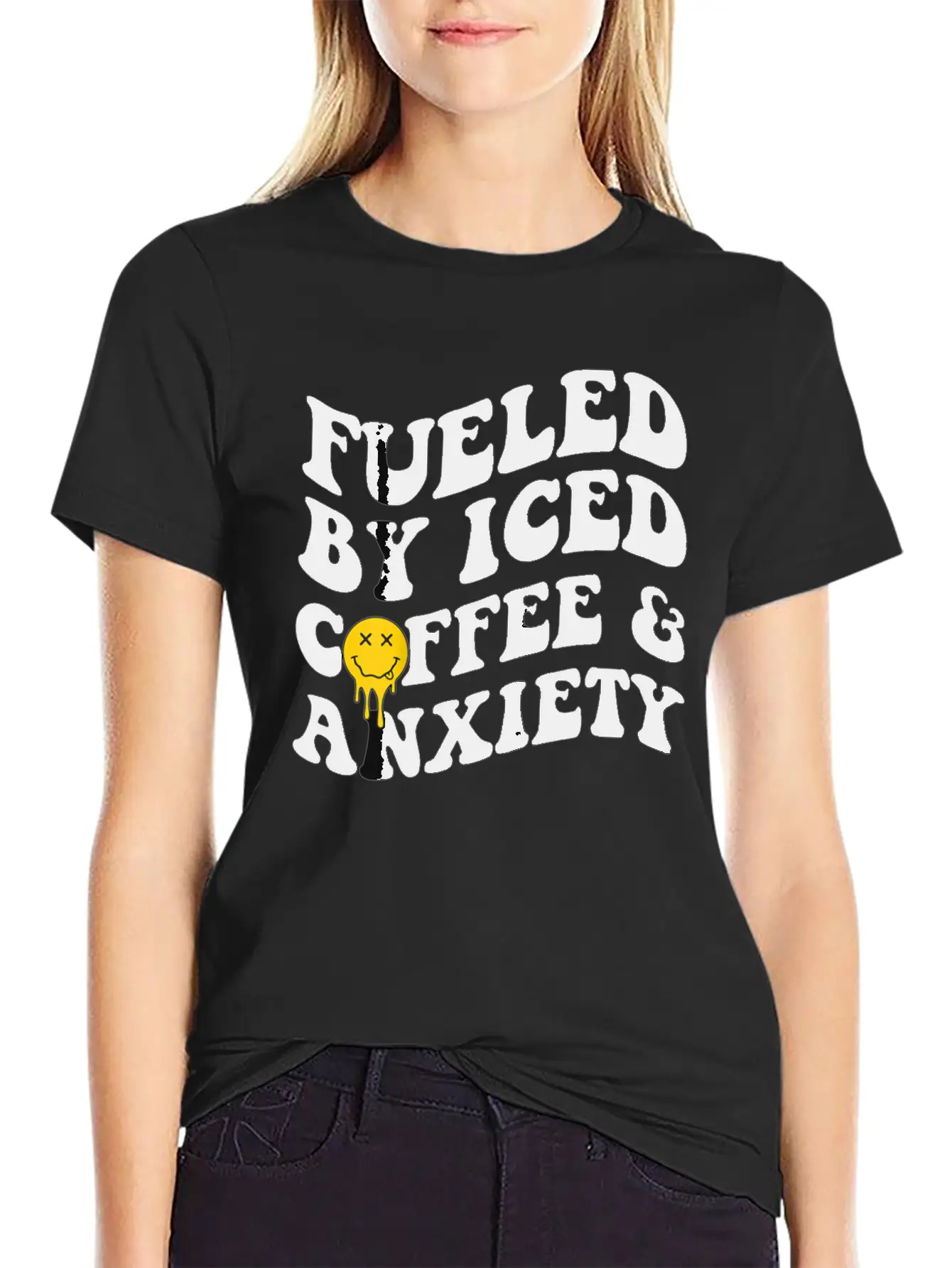 Fueled By Iced Coffee And Anxiety Mental Health Breathable Soft Cotton T-Shirt – Timeless Casual Look