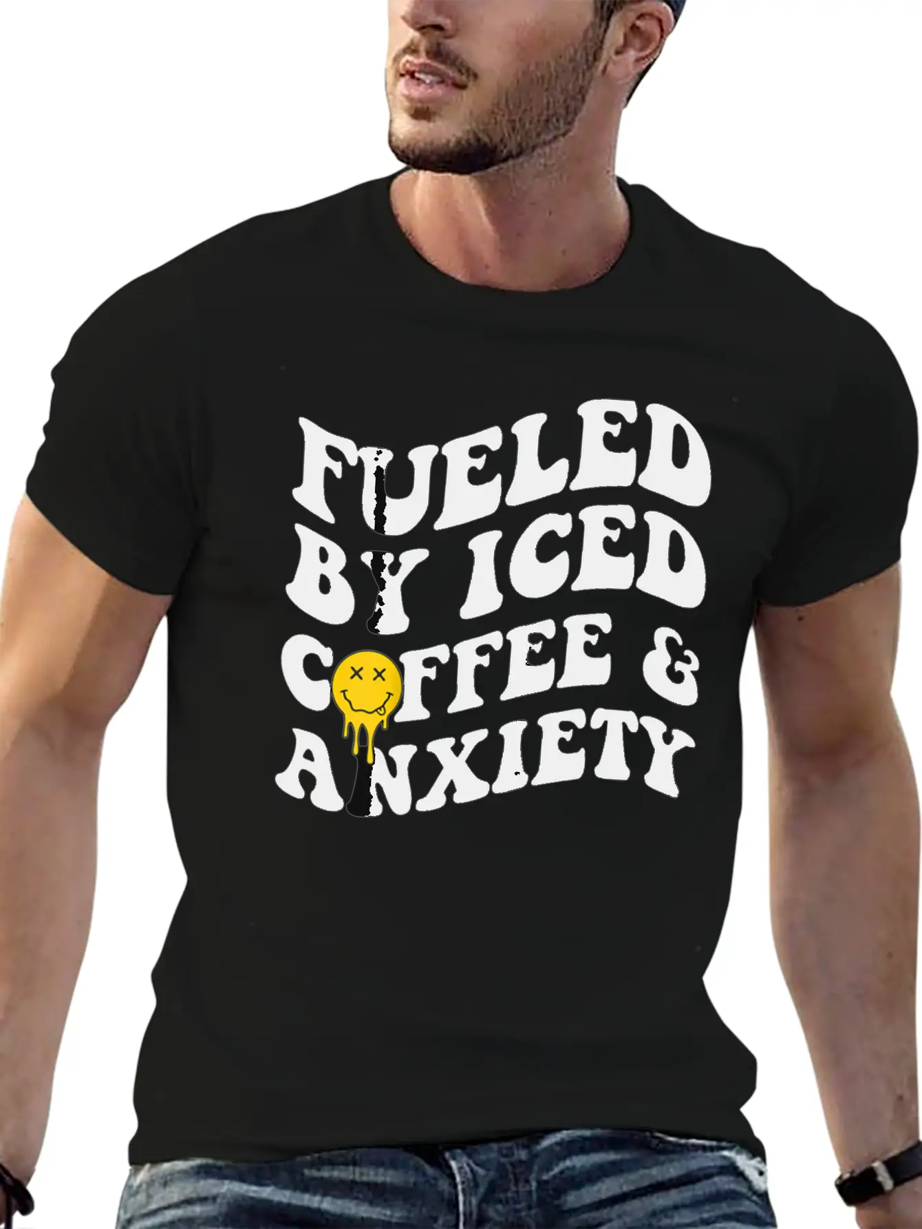 Fueled By Iced Coffee And Anxiety Mental Health Breathable Soft Cotton T-Shirt – Timeless Casual Look
