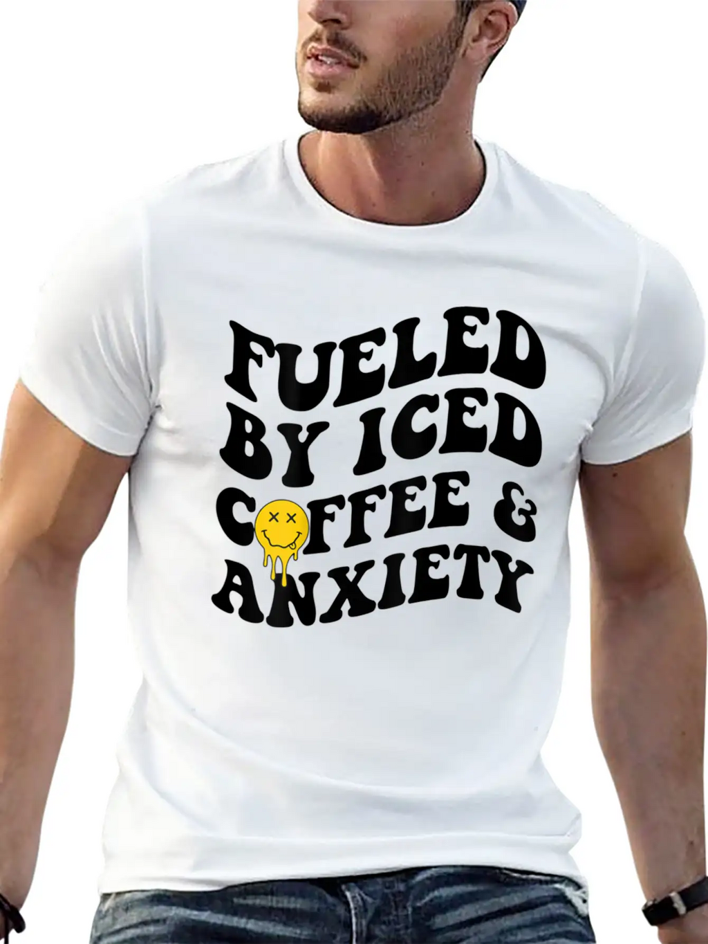 Fueled By Iced Coffee And Anxiety Mental Health Breathable Soft Cotton T-Shirt – Timeless Casual Look