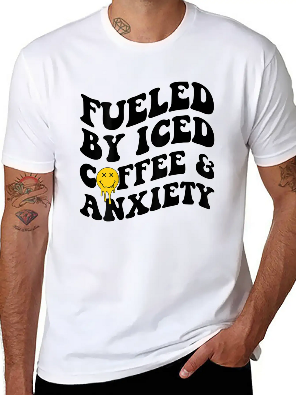 Fueled By Iced Coffee And Anxiety Mental Health Breathable Soft Cotton T-Shirt – Timeless Casual Look