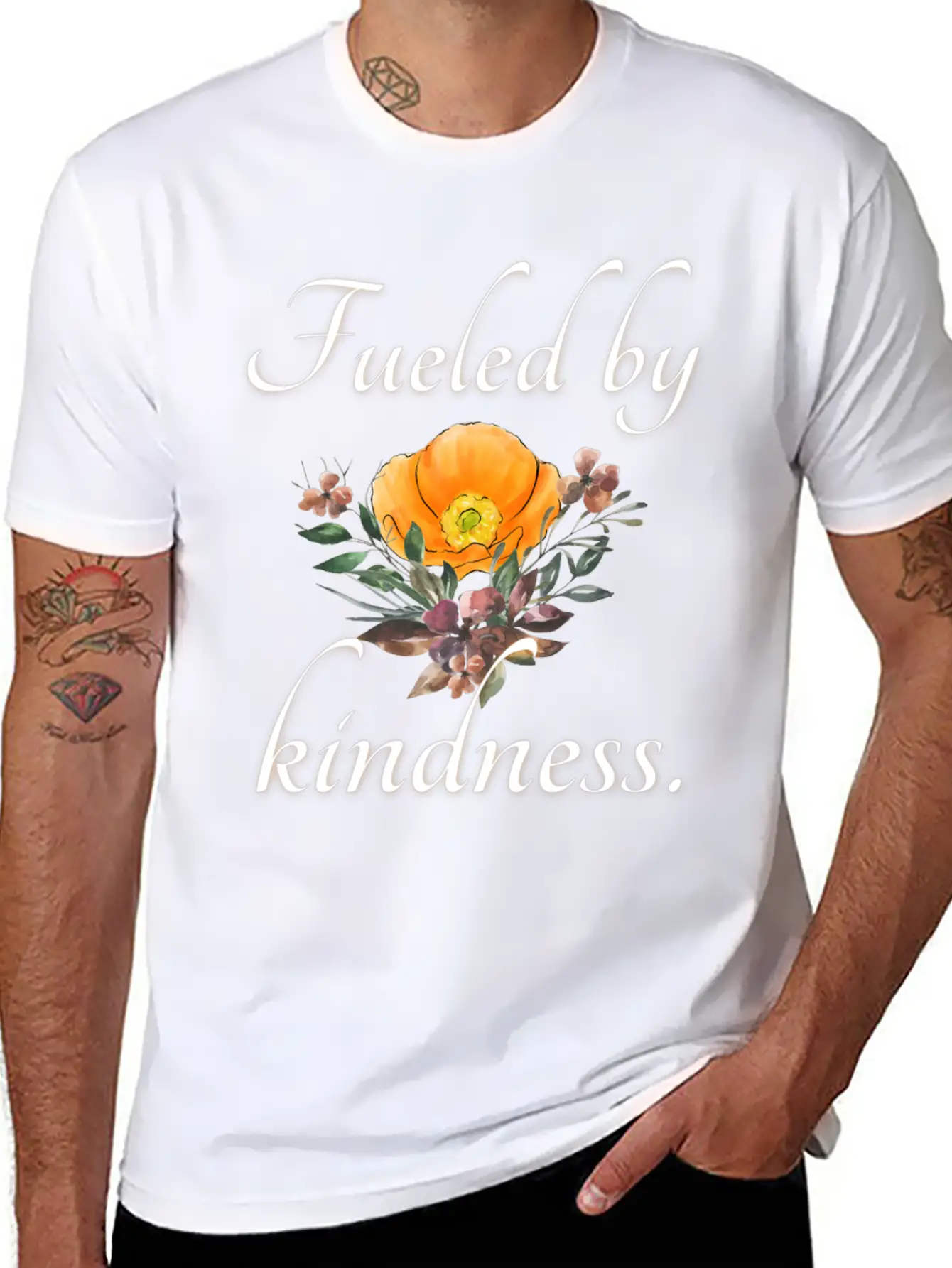 Fueled By Kindness - Inspirational, Motivational Essential Cotton Tee For Daily Outfits – Unisex Style