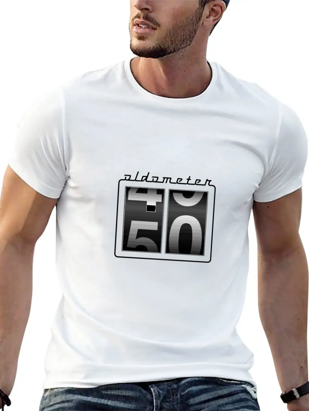 Funny 50Th Birthday Gift Men Women Oldometer 4950 Modern Fit Casual T-Shirt – Clean And Versatile Design