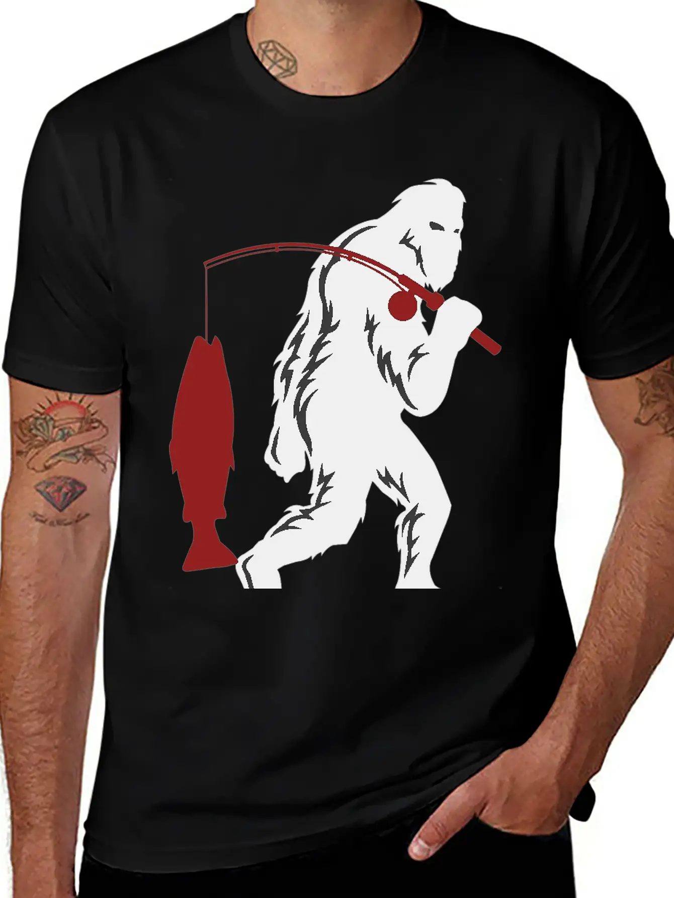 Funny Bigfoot Pole Rod Fishing Fish Sasquatch Gift Classic Cotton Tee – Unisex Comfort For Any Season