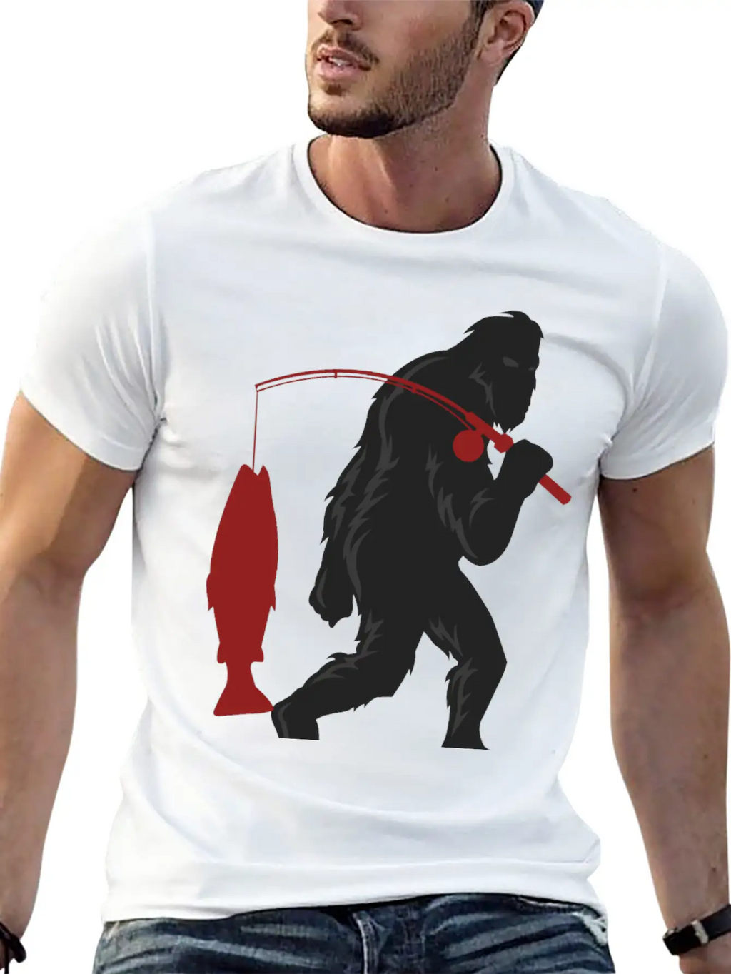 Funny Bigfoot Pole Rod Fishing Fish Sasquatch Gift Classic Cotton Tee – Unisex Comfort For Any Season