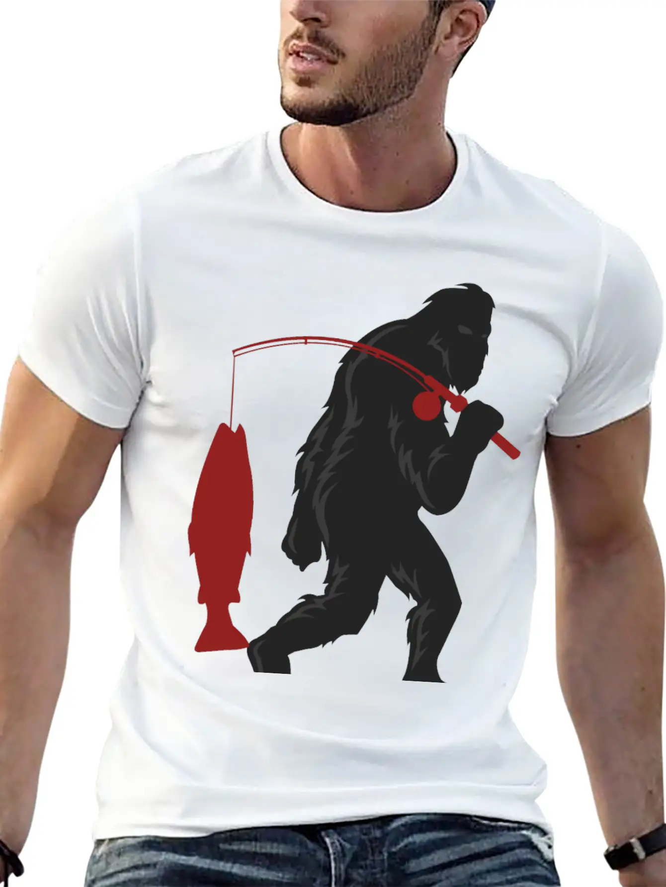 Funny Bigfoot Pole Rod Fishing Fish Sasquatch Gift Classic Cotton Tee – Unisex Comfort For Any Season