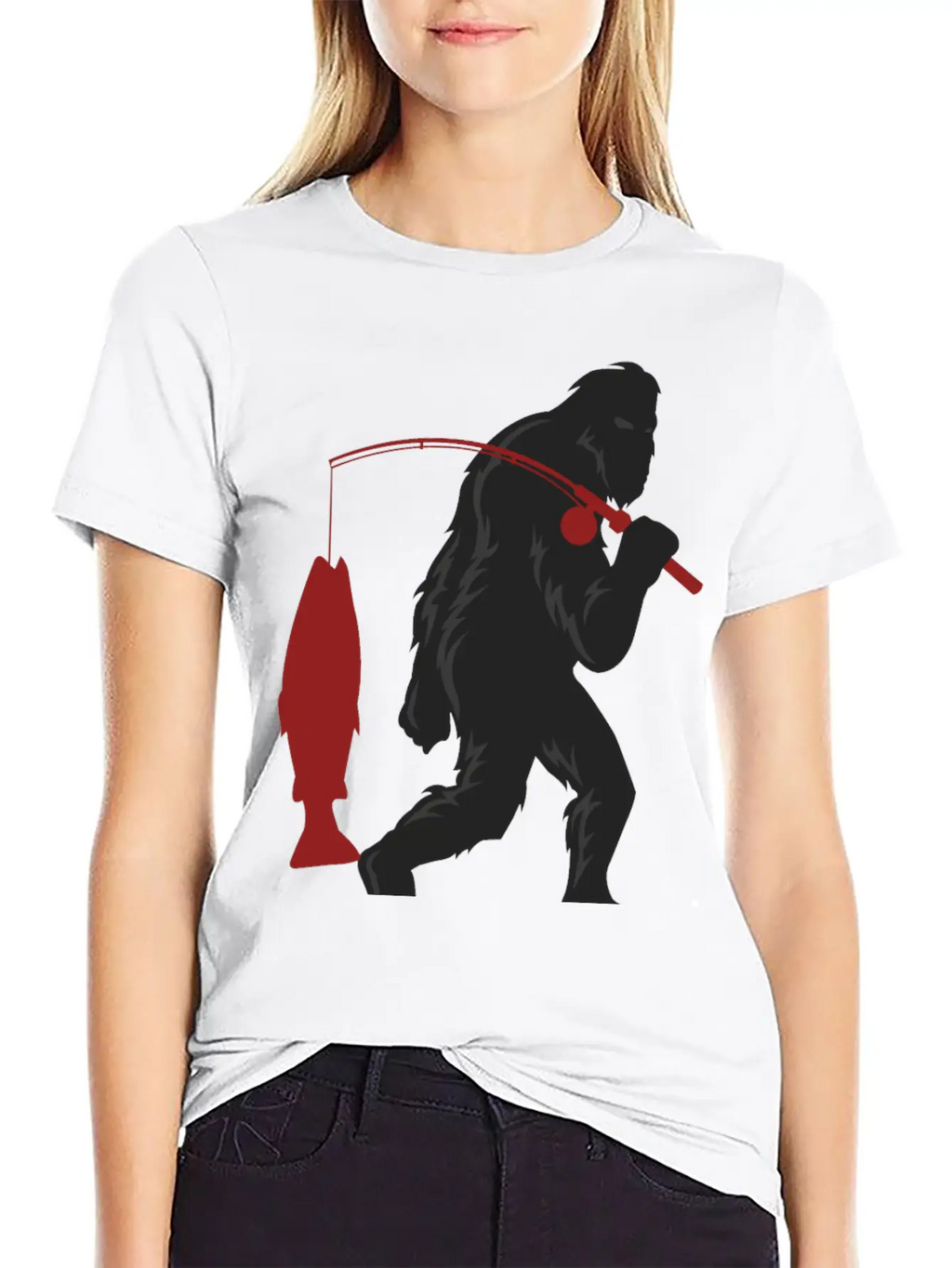Funny Bigfoot Pole Rod Fishing Fish Sasquatch Gift Classic Cotton Tee – Unisex Comfort For Any Season