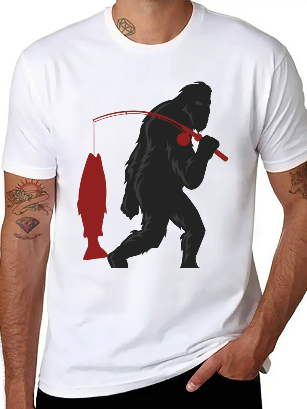 Funny Bigfoot Pole Rod Fishing Fish Sasquatch Gift Classic Cotton Tee – Unisex Comfort For Any Season