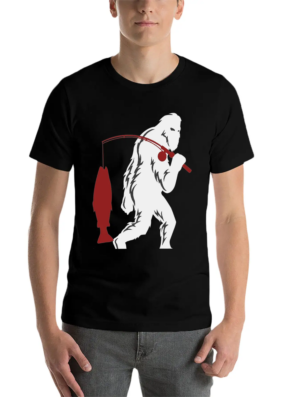 Funny Bigfoot Pole Rod Fishing Fish Sasquatch Gift Classic Cotton Tee – Unisex Comfort For Any Season