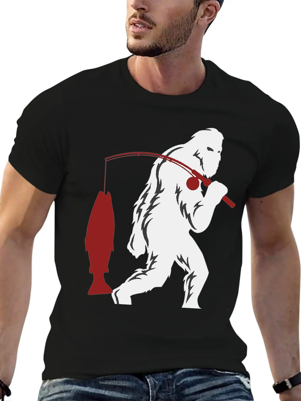 Funny Bigfoot Pole Rod Fishing Fish Sasquatch Gift Classic Cotton Tee – Unisex Comfort For Any Season