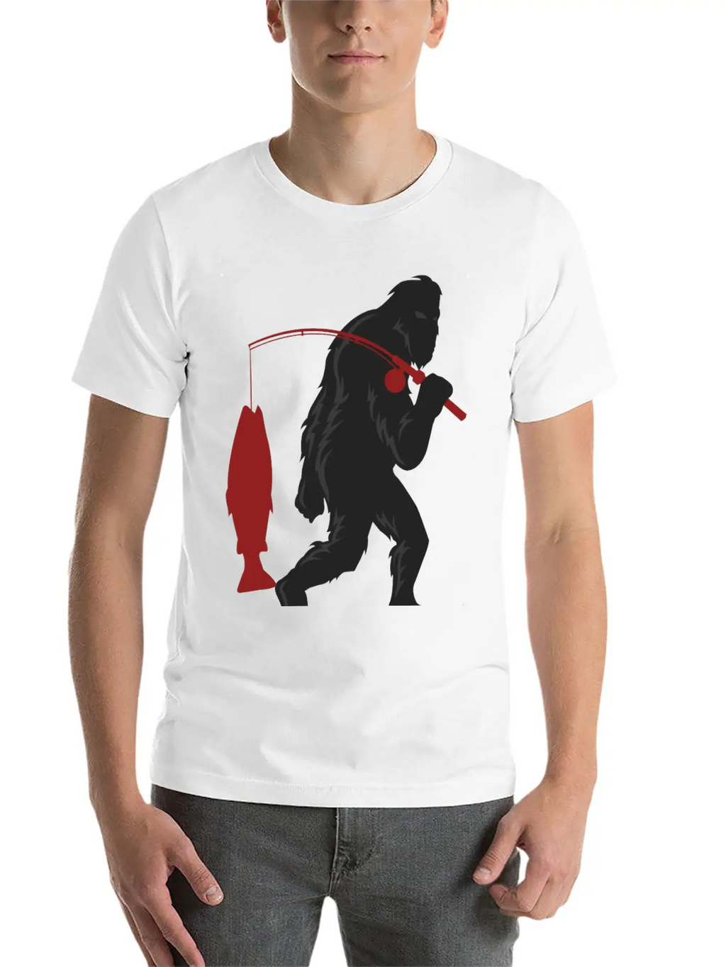 Funny Bigfoot Pole Rod Fishing Fish Sasquatch Gift Classic Cotton Tee – Unisex Comfort For Any Season