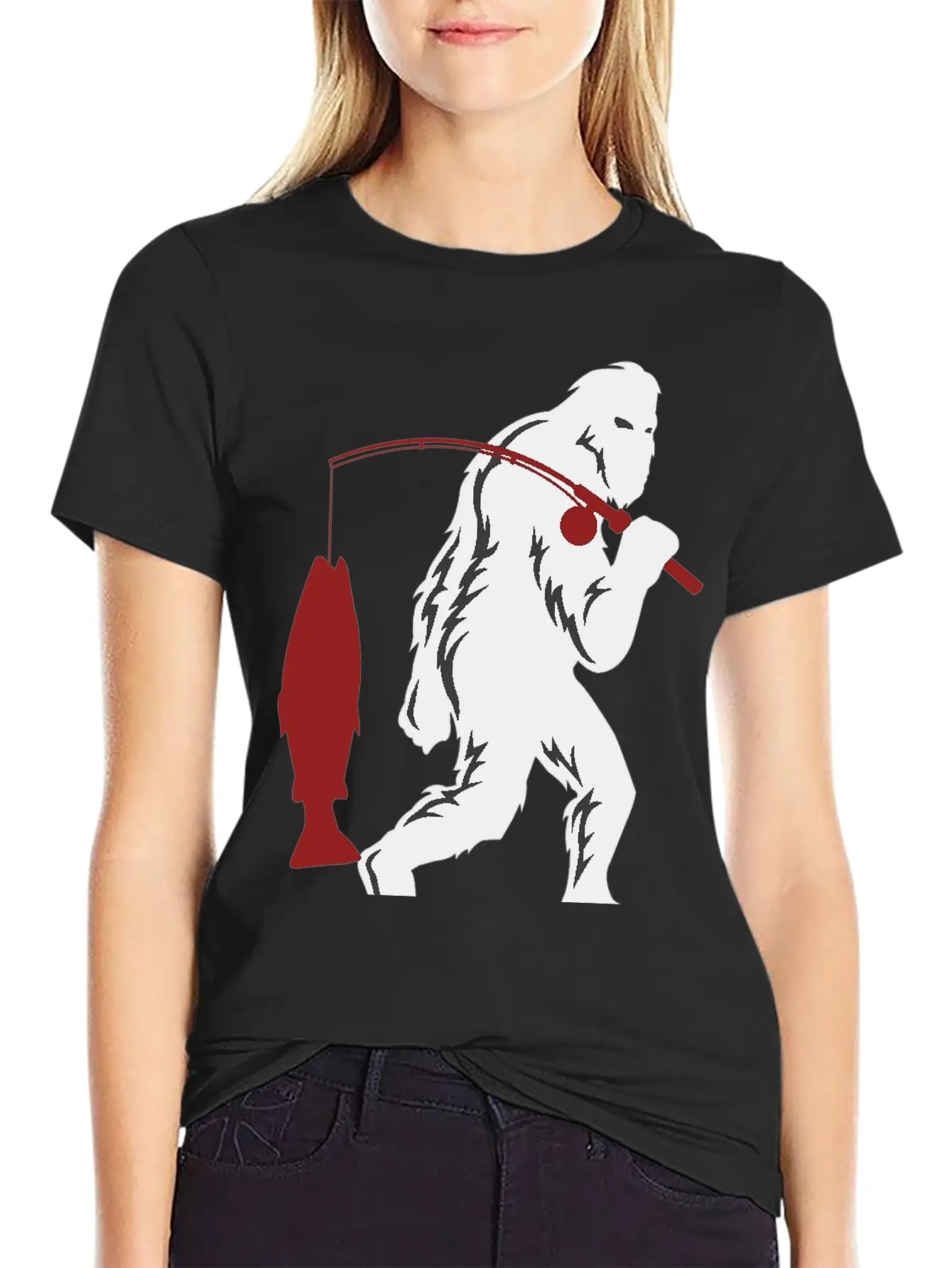 Funny Bigfoot Pole Rod Fishing Fish Sasquatch Gift Classic Cotton Tee – Unisex Comfort For Any Season