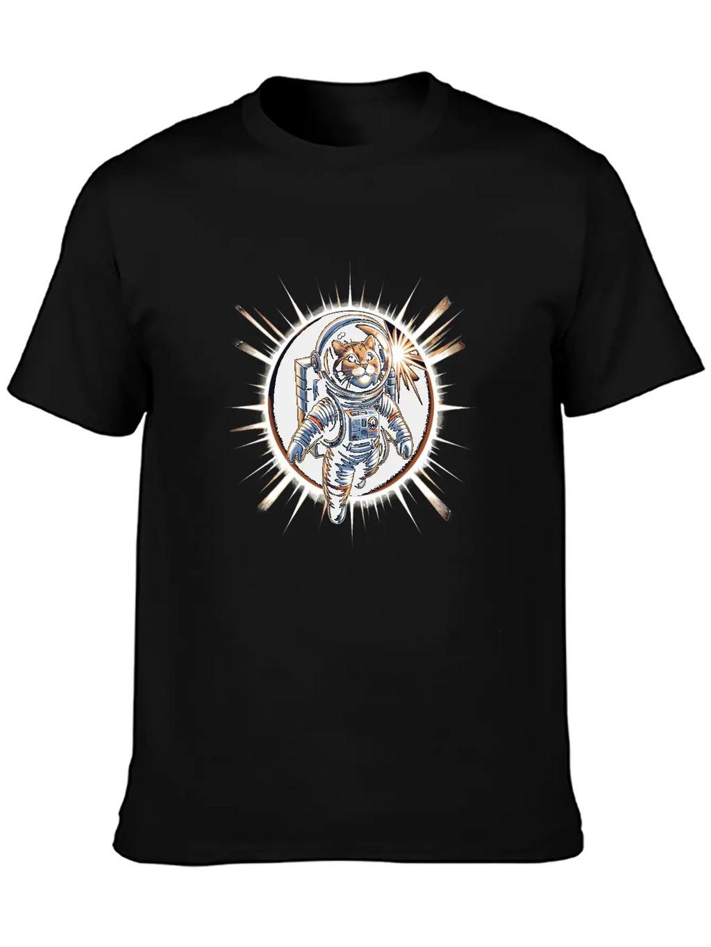 Funny Cat Astronaut Total Solar Eclipse 2024 Relaxed Everyday Tee – Lightweight And Durable Cotton