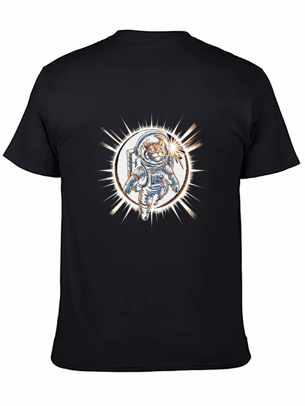 Funny Cat Astronaut Total Solar Eclipse 2024 Relaxed Everyday Tee – Lightweight And Durable Cotton