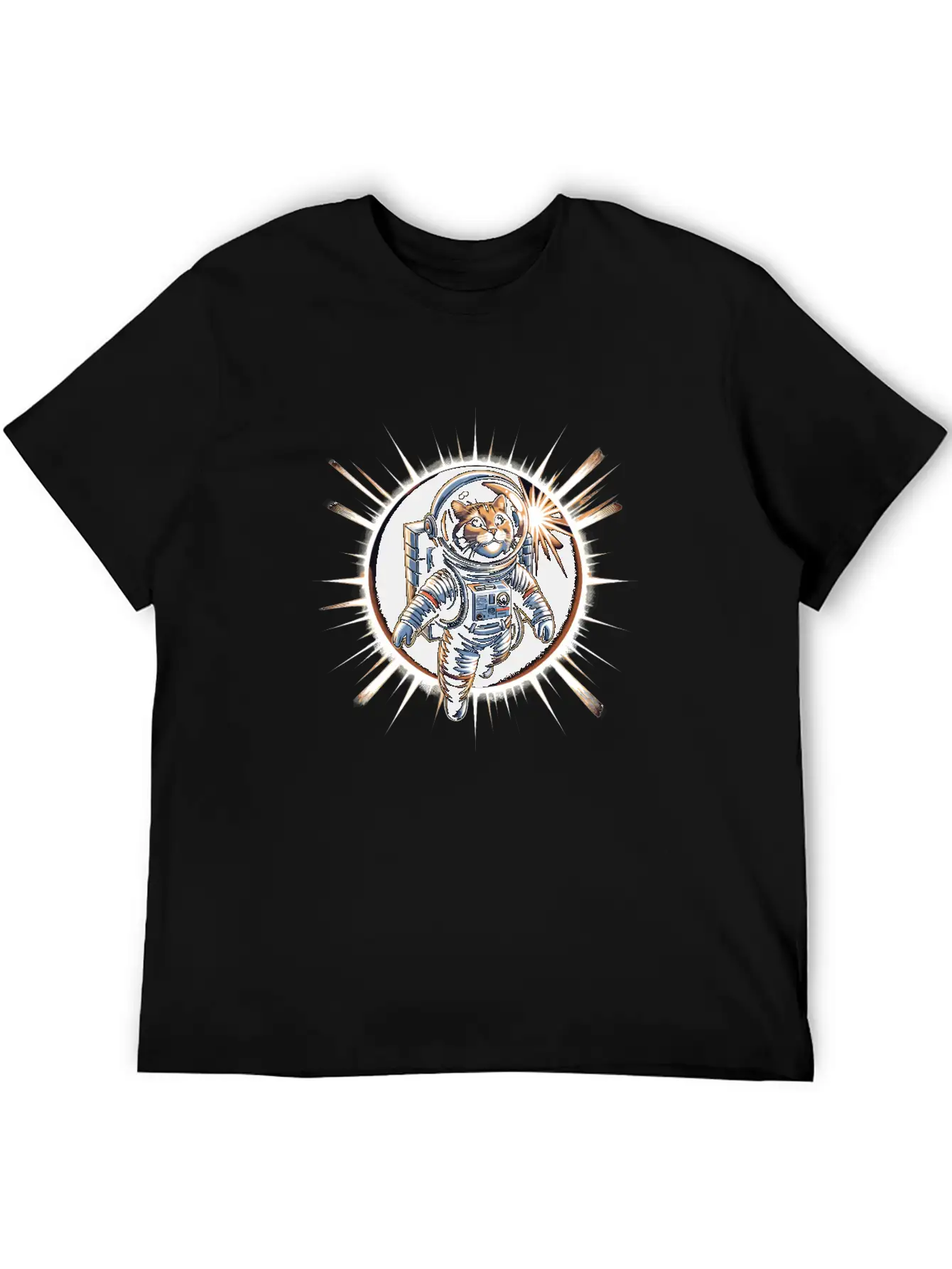 Funny Cat Astronaut Total Solar Eclipse 2024 Relaxed Everyday Tee – Lightweight And Durable Cotton
