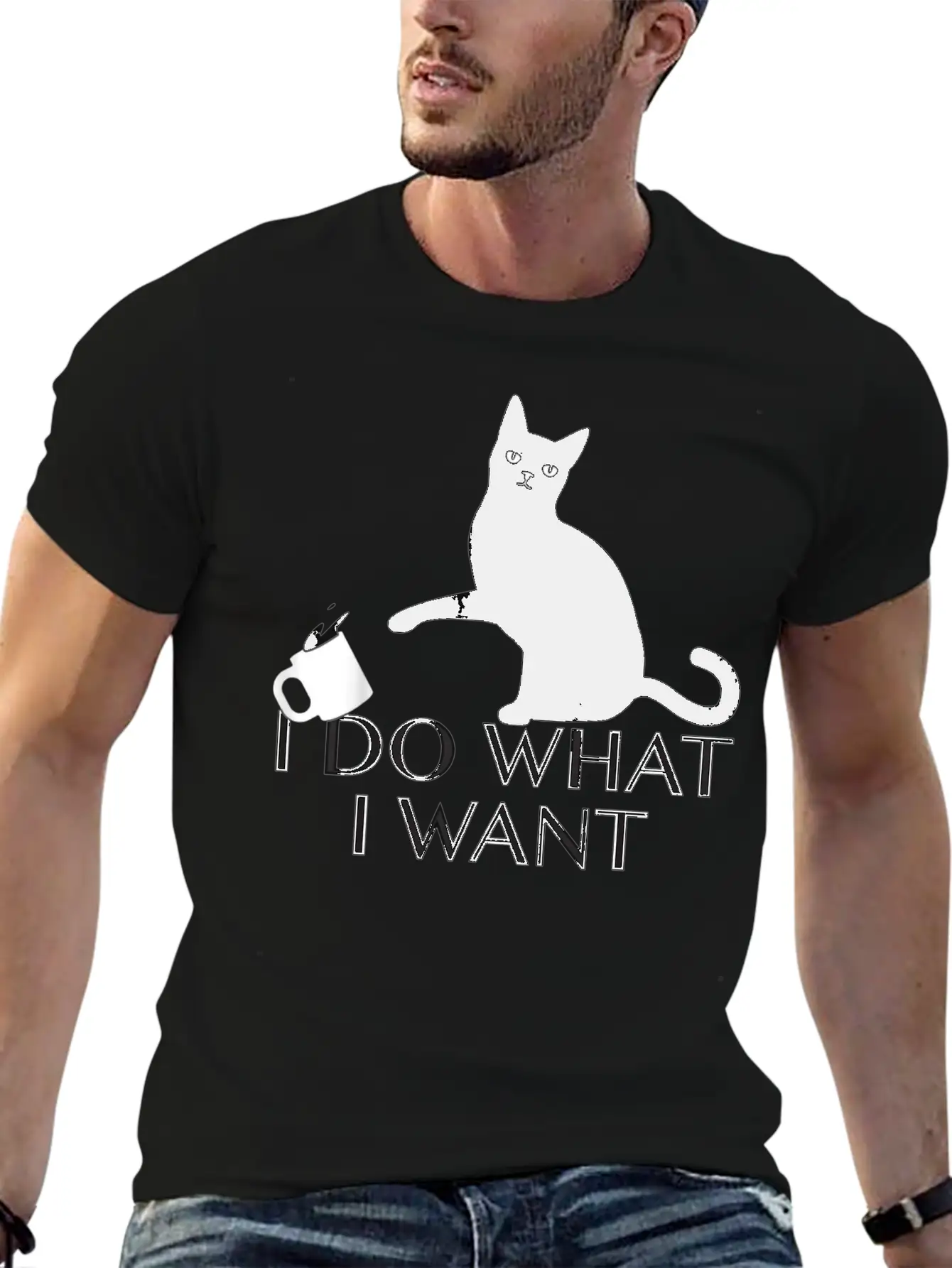 Funny Cat Personality Shirt I Do What I Want Breathable Graphic T-Shirt – Perfect For Casual Days