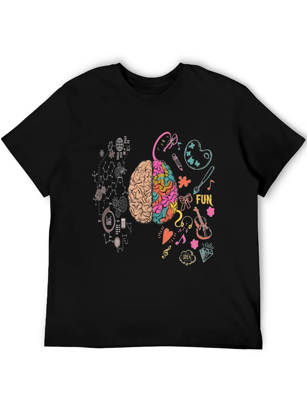 Funny Colorful Brain T-Shirt Breathable Graphic T-Shirt – Perfect For Casual Days