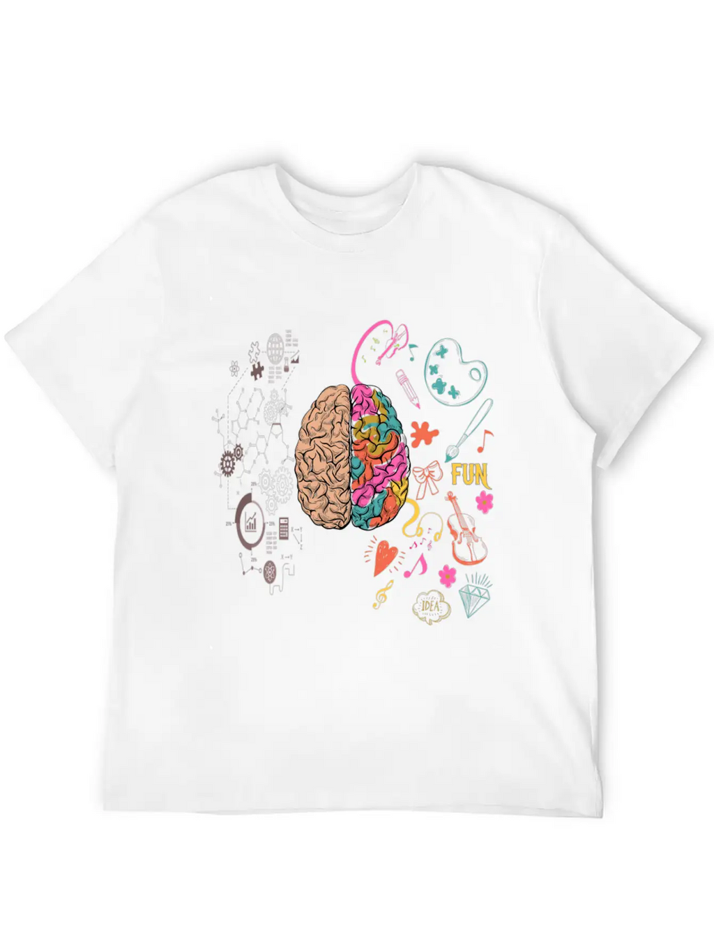 Funny Colorful Brain T-Shirt Breathable Graphic T-Shirt – Perfect For Casual Days