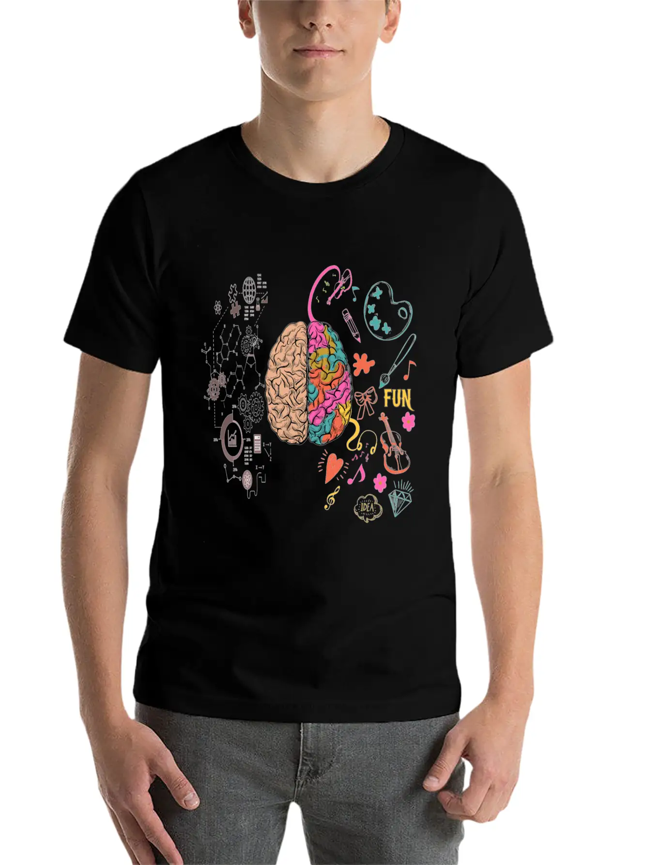 Funny Colorful Brain T-Shirt Breathable Graphic T-Shirt – Perfect For Casual Days