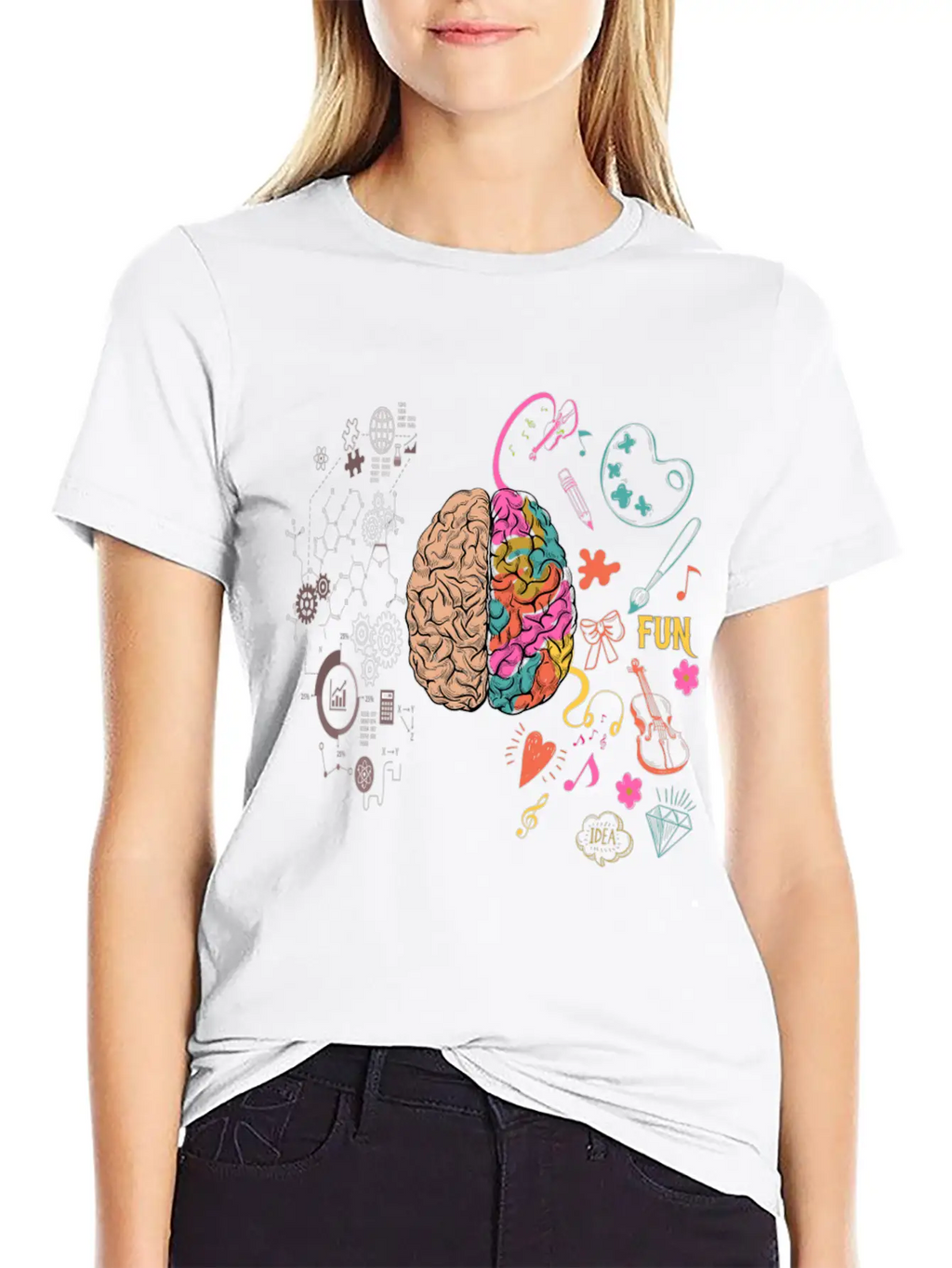 Funny Colorful Brain T-Shirt Breathable Graphic T-Shirt – Perfect For Casual Days